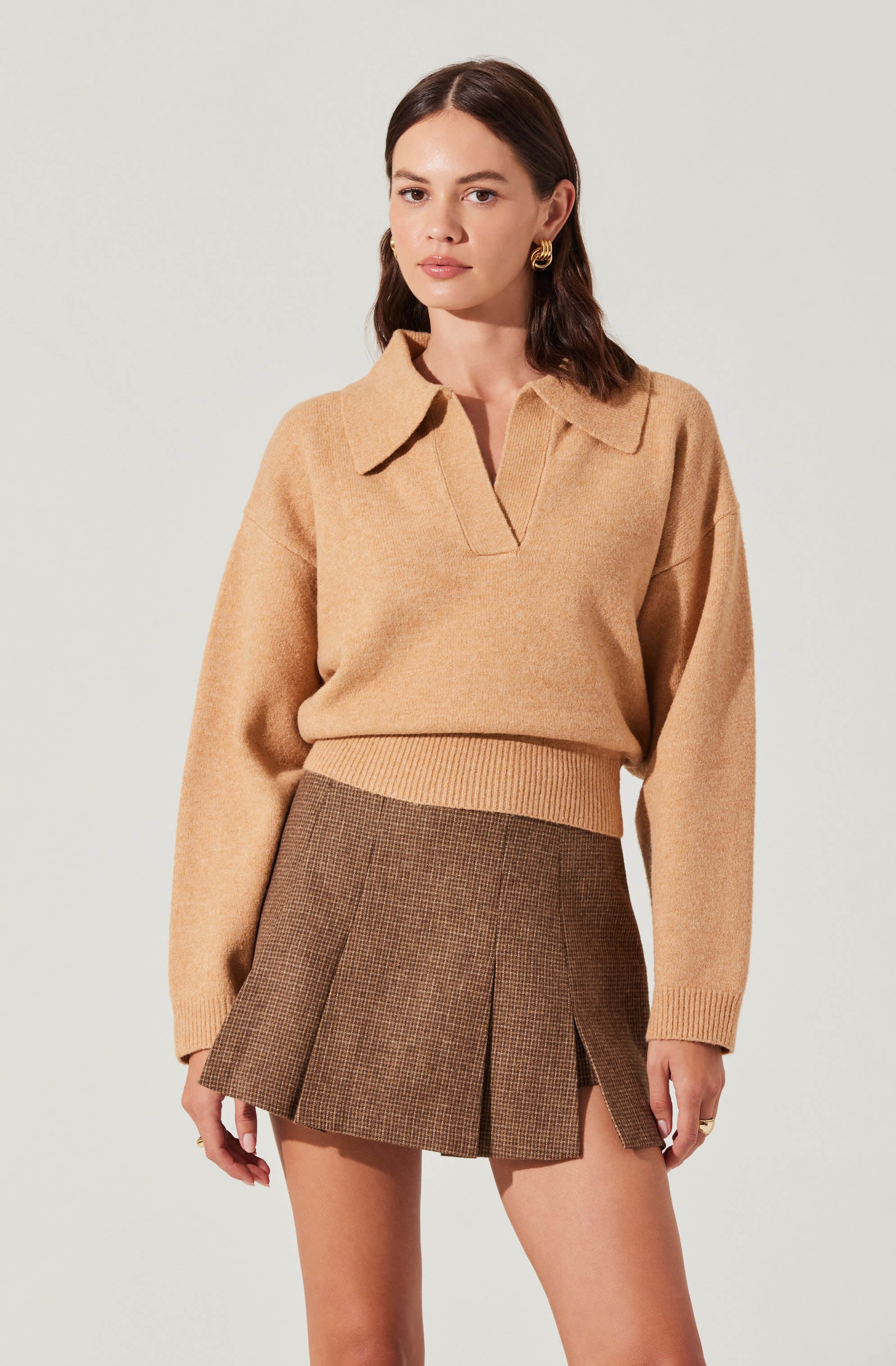 Long Sleeve Polo Sweater-Aljck