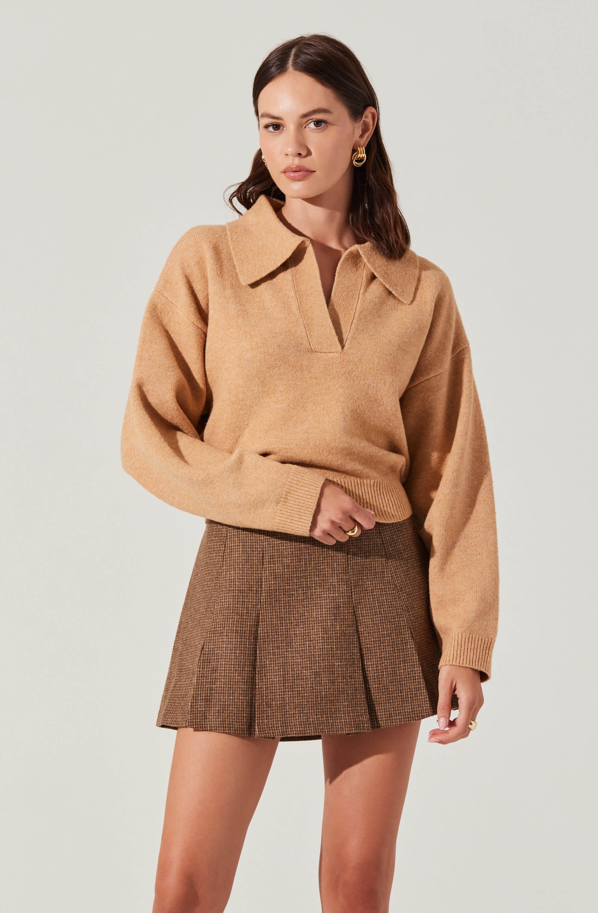 Long Sleeve Polo Sweater-Aljck