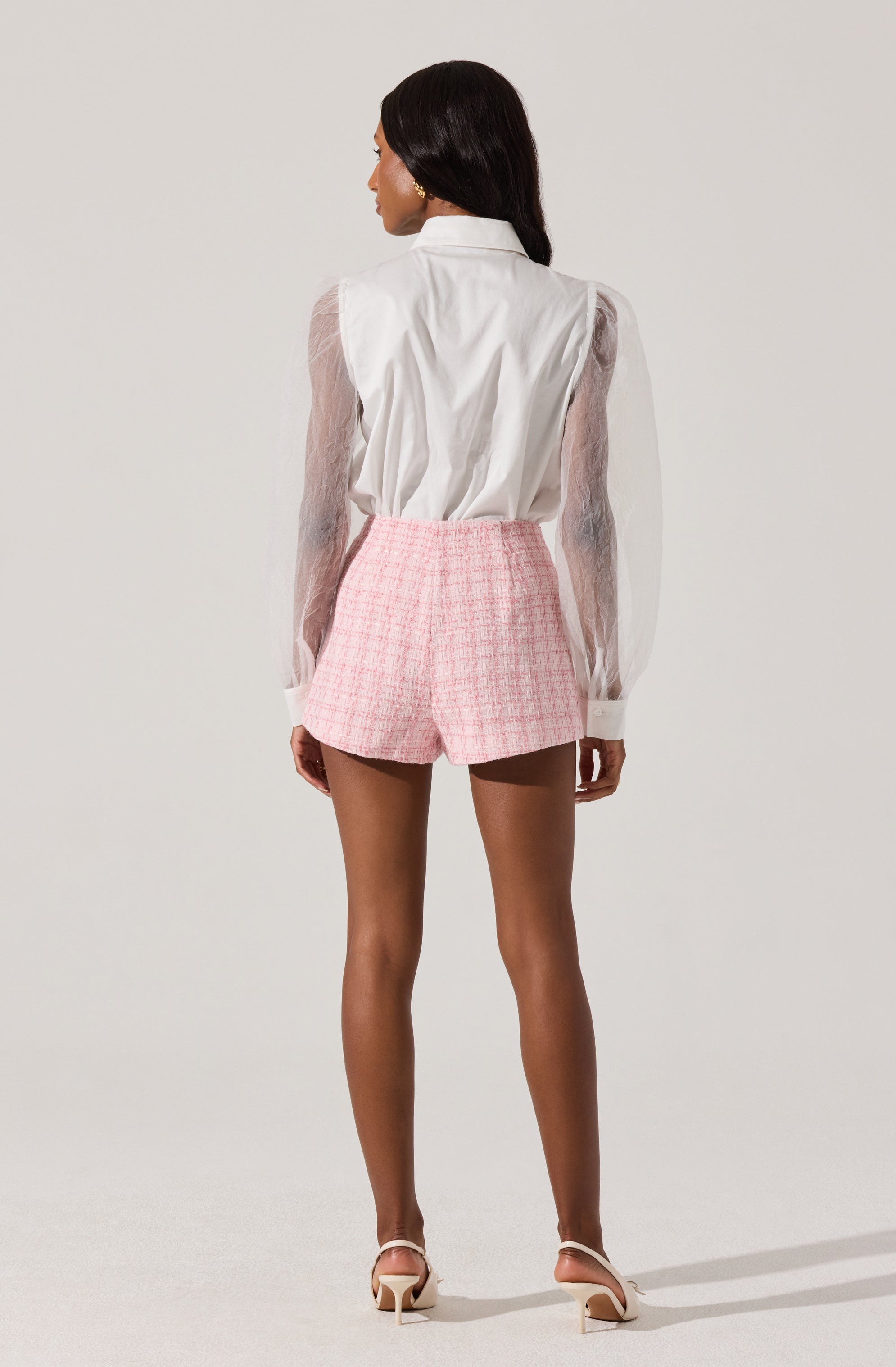 Sheer sleeve blouse-Aljck