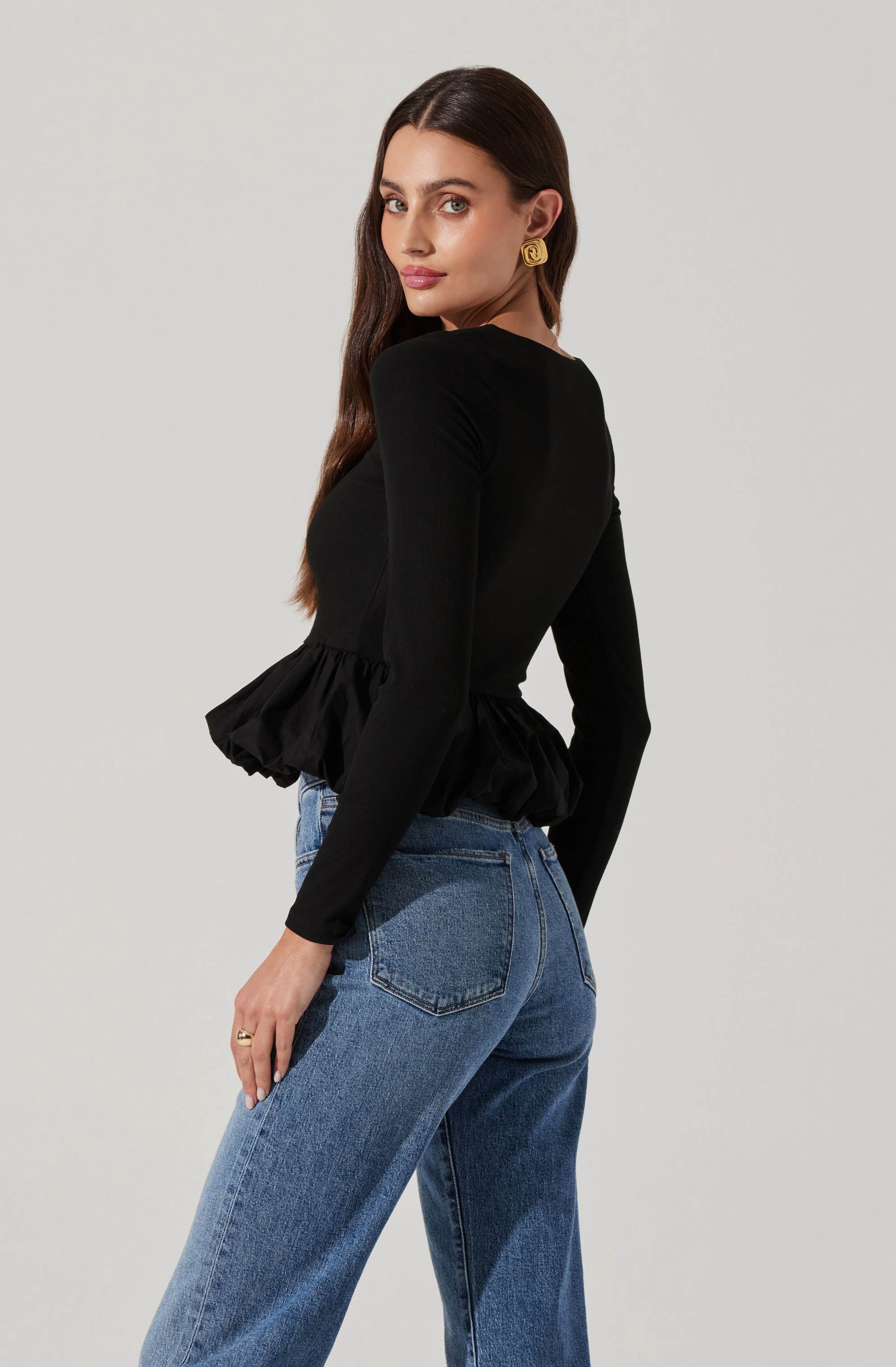 Bubble peplum top-Aljck