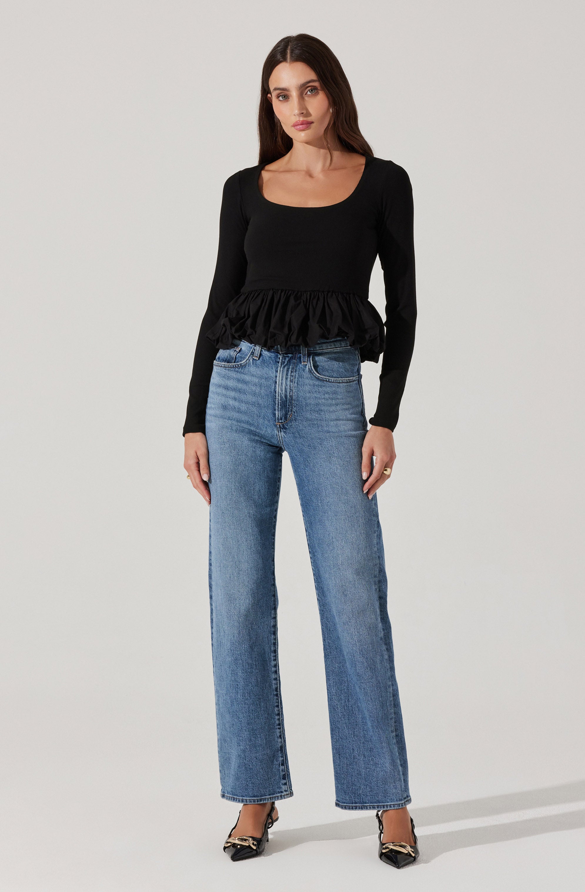 Bubble peplum top-Aljck