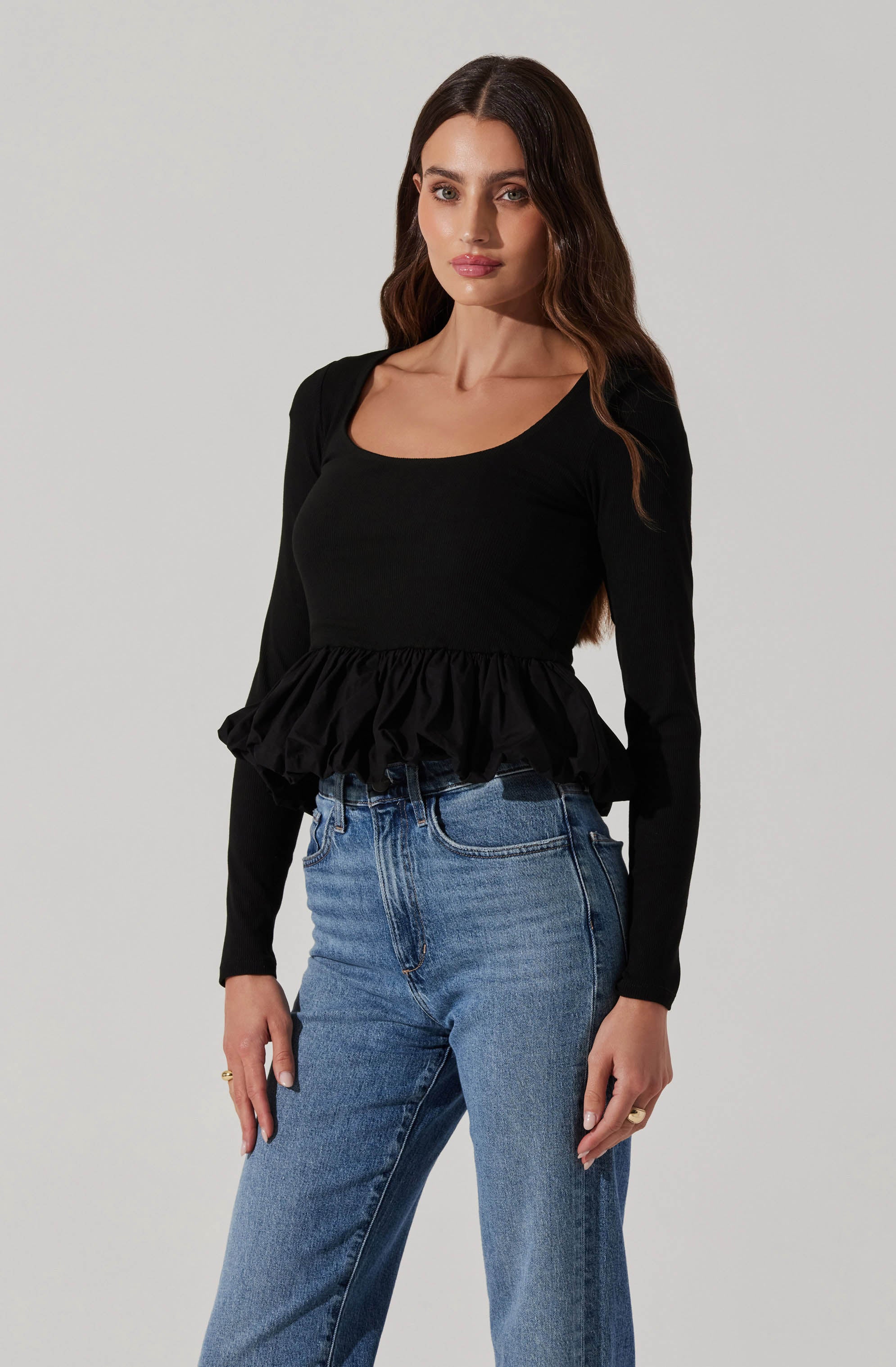 Bubble peplum top-Aljck