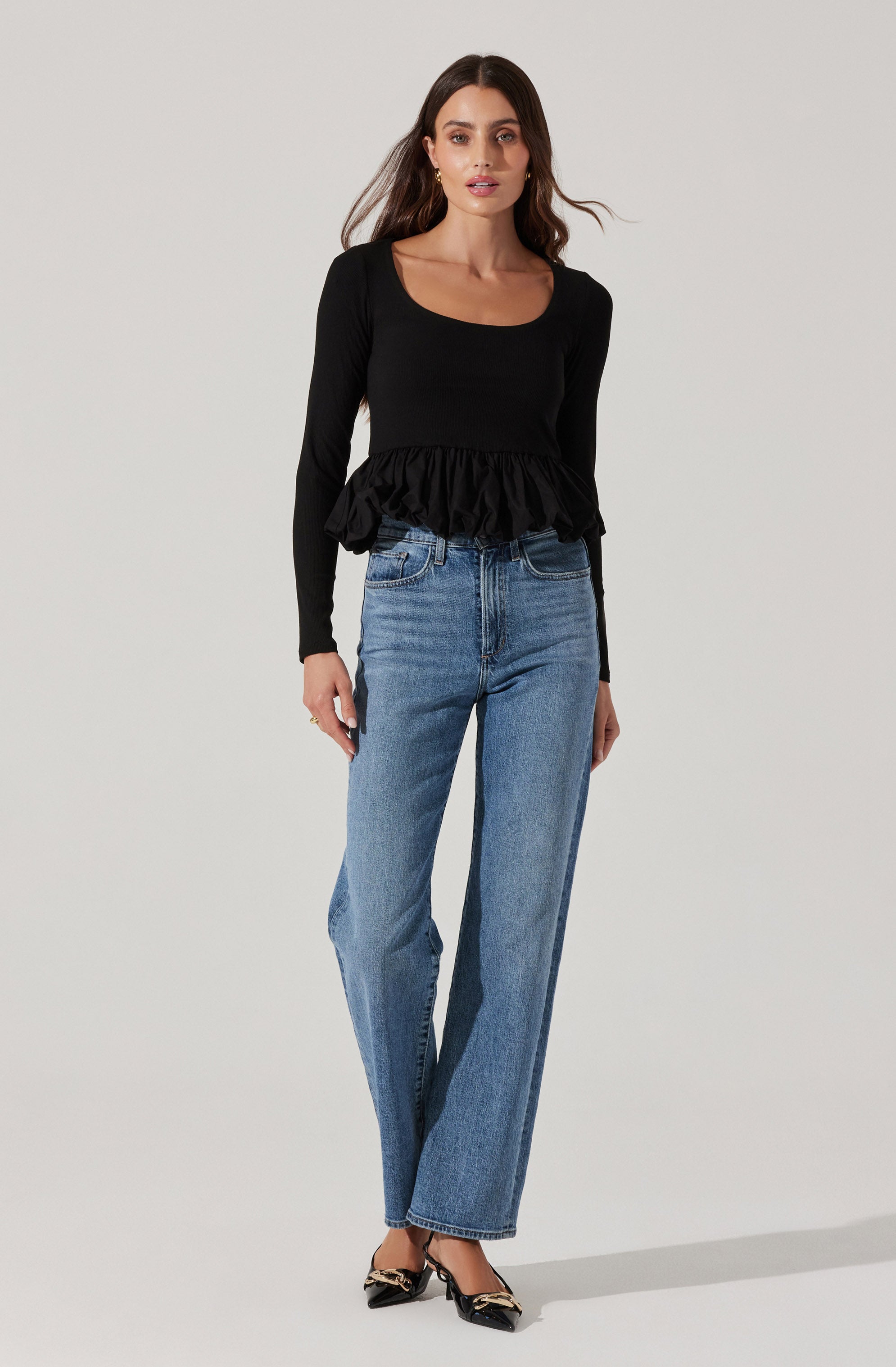 Bubble peplum top-Aljck