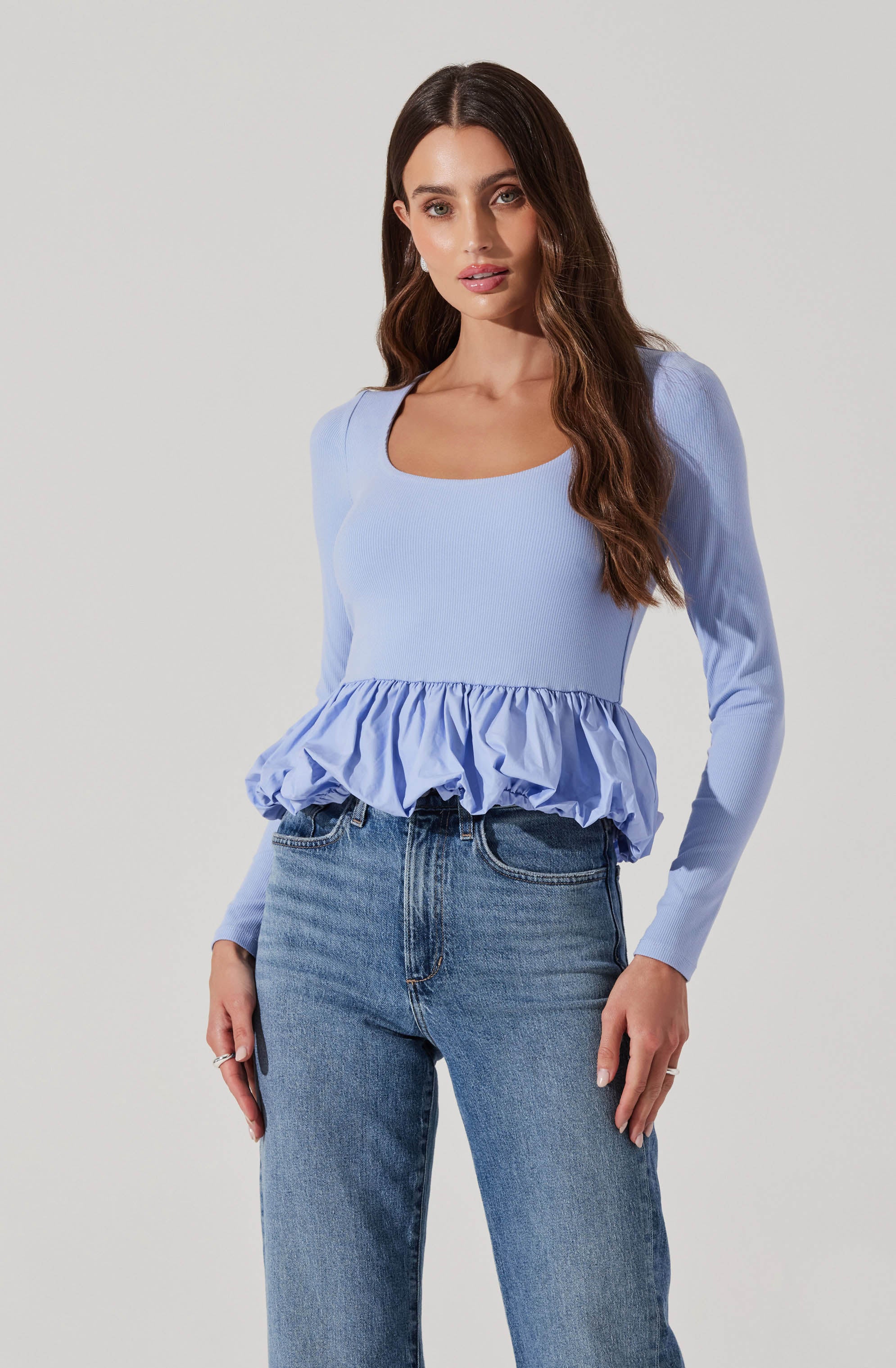 Bubble peplum top-Aljck