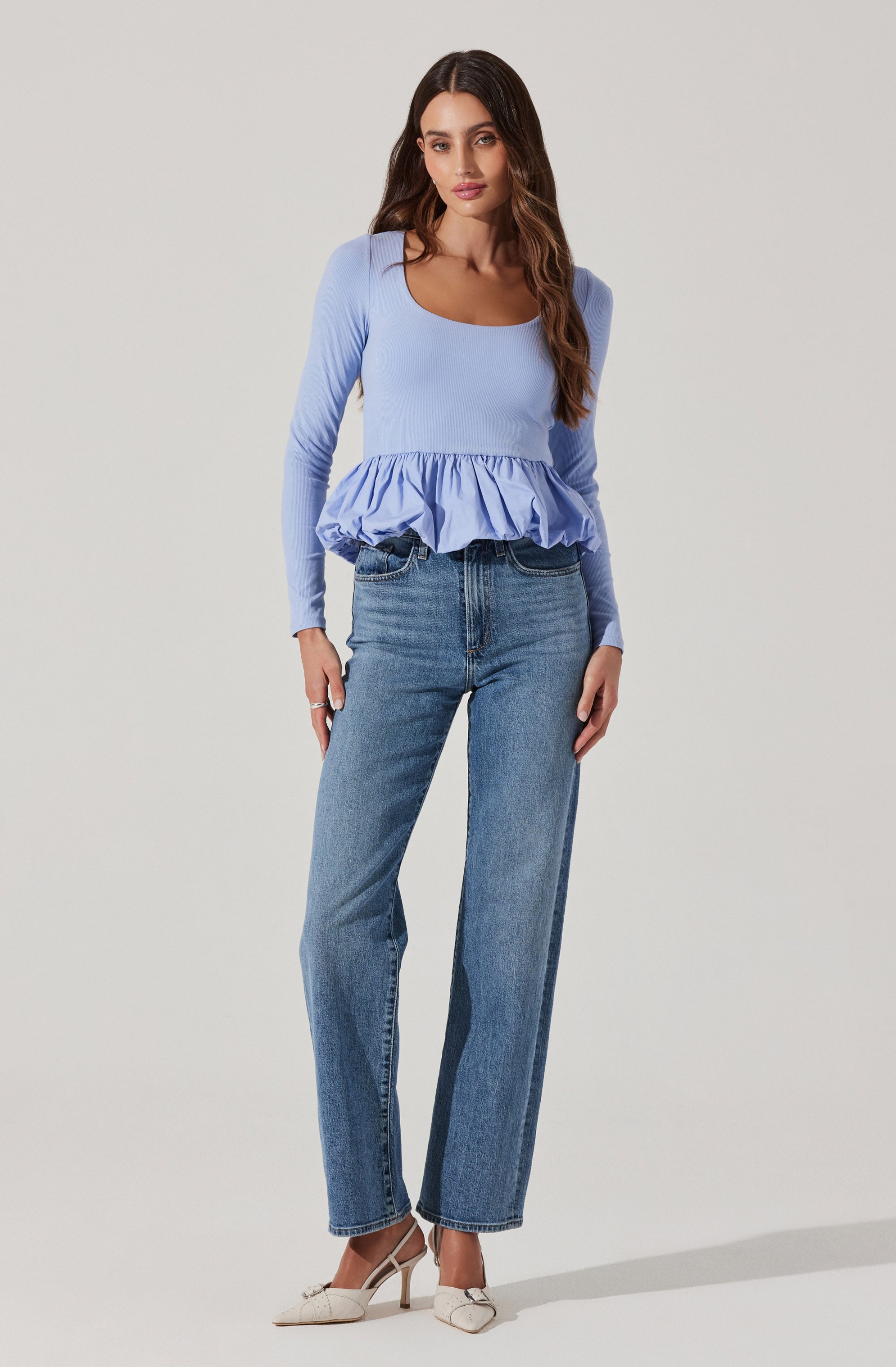 Bubble peplum top-Aljck