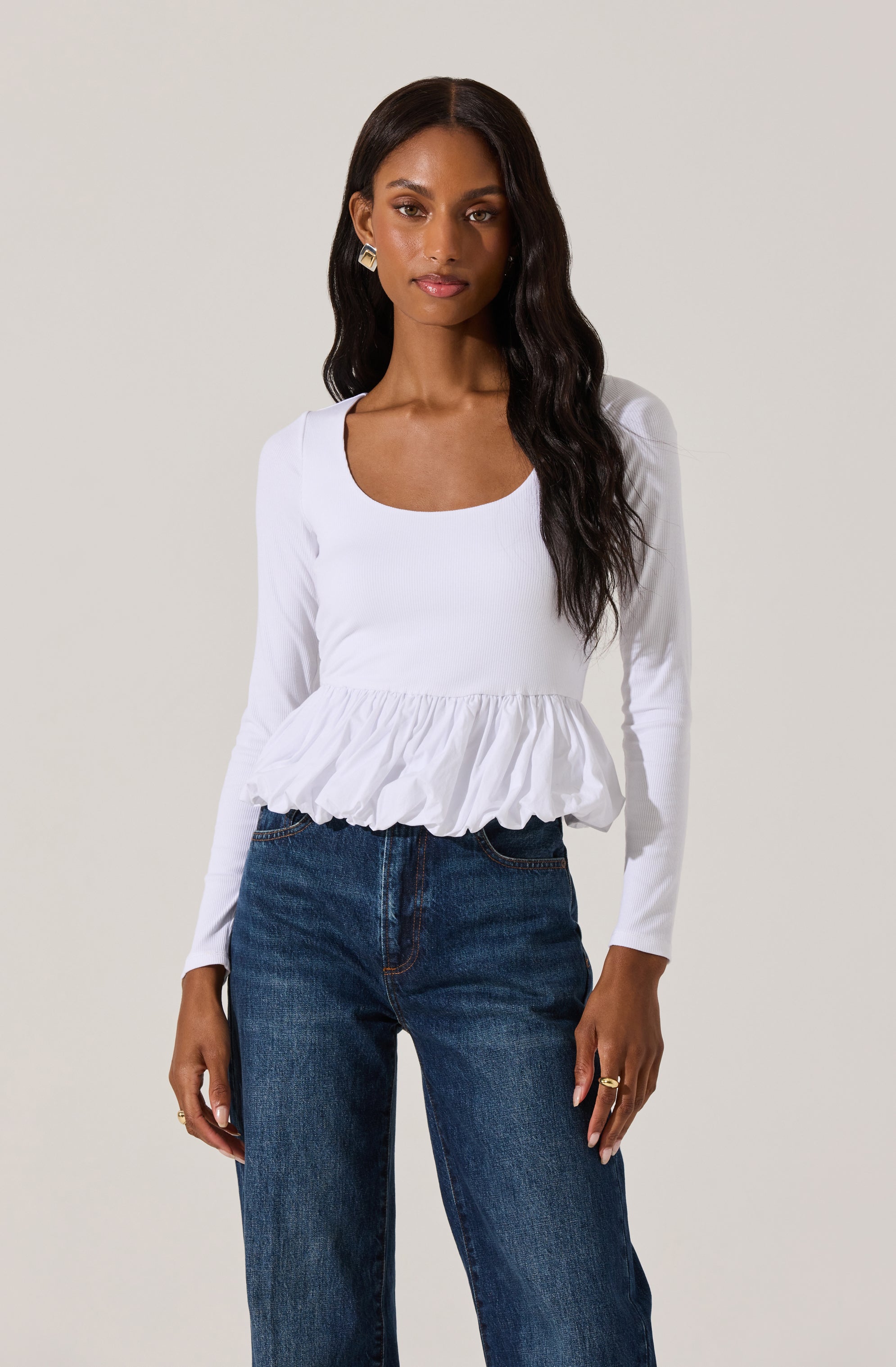 Bubble peplum top-Aljck