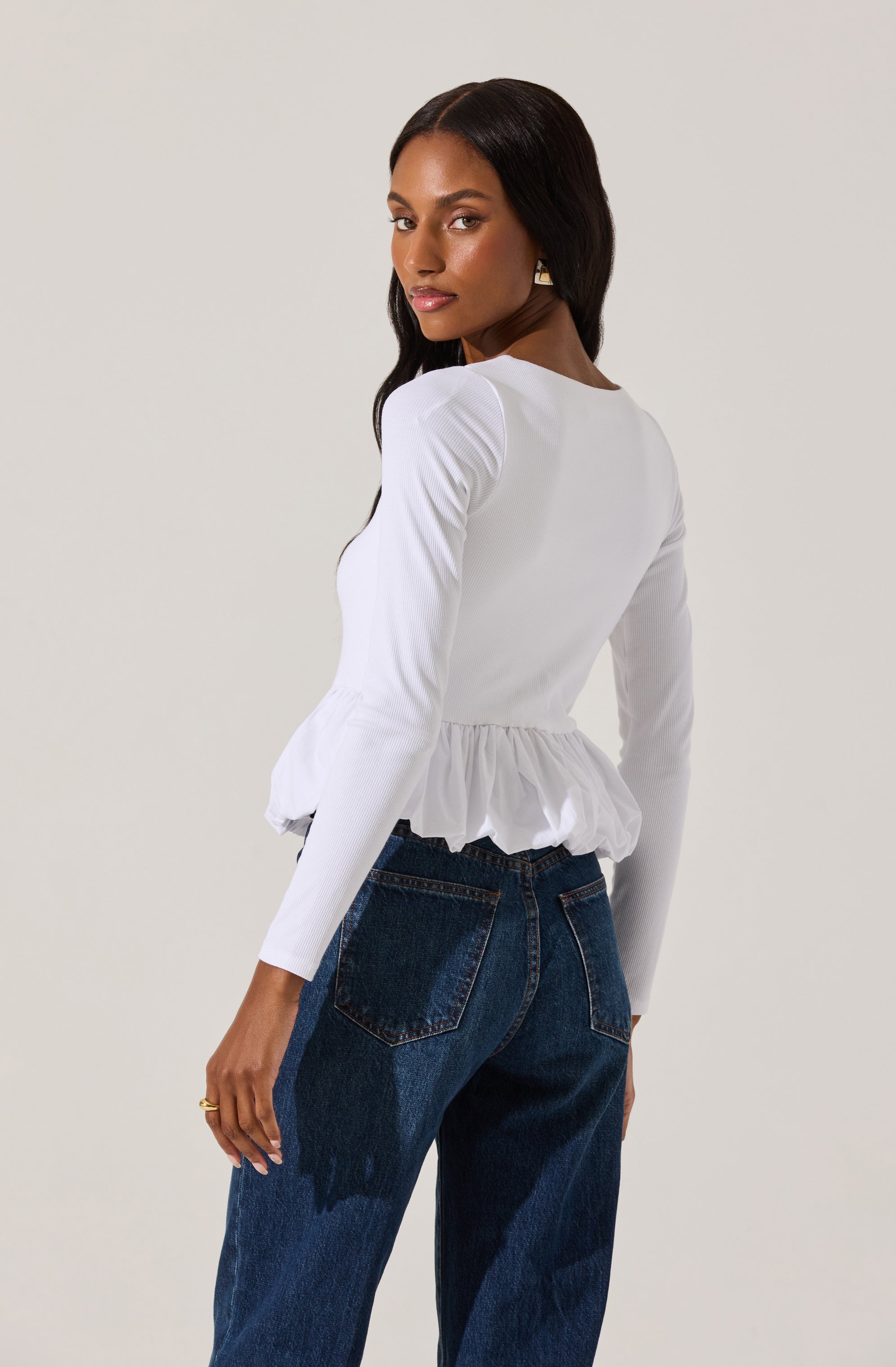 Bubble peplum top-Aljck