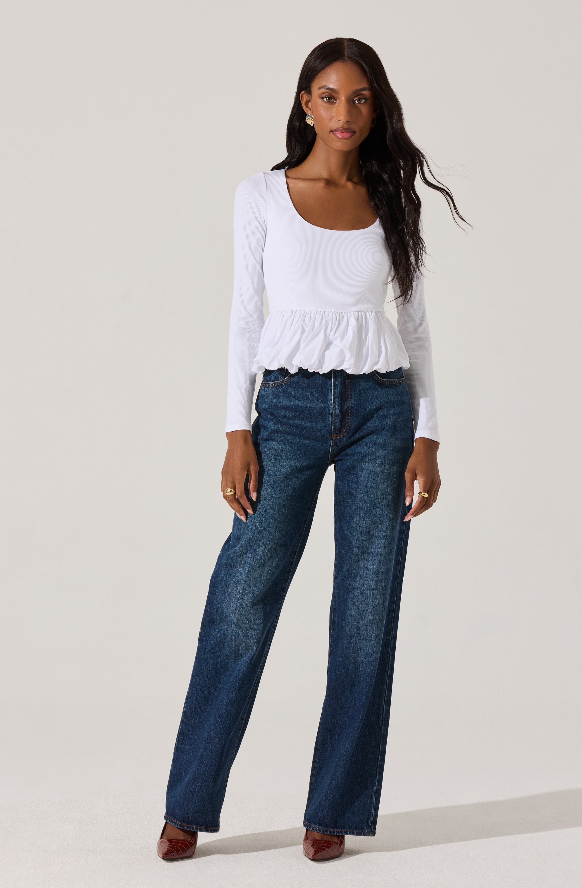 Bubble peplum top-Aljck