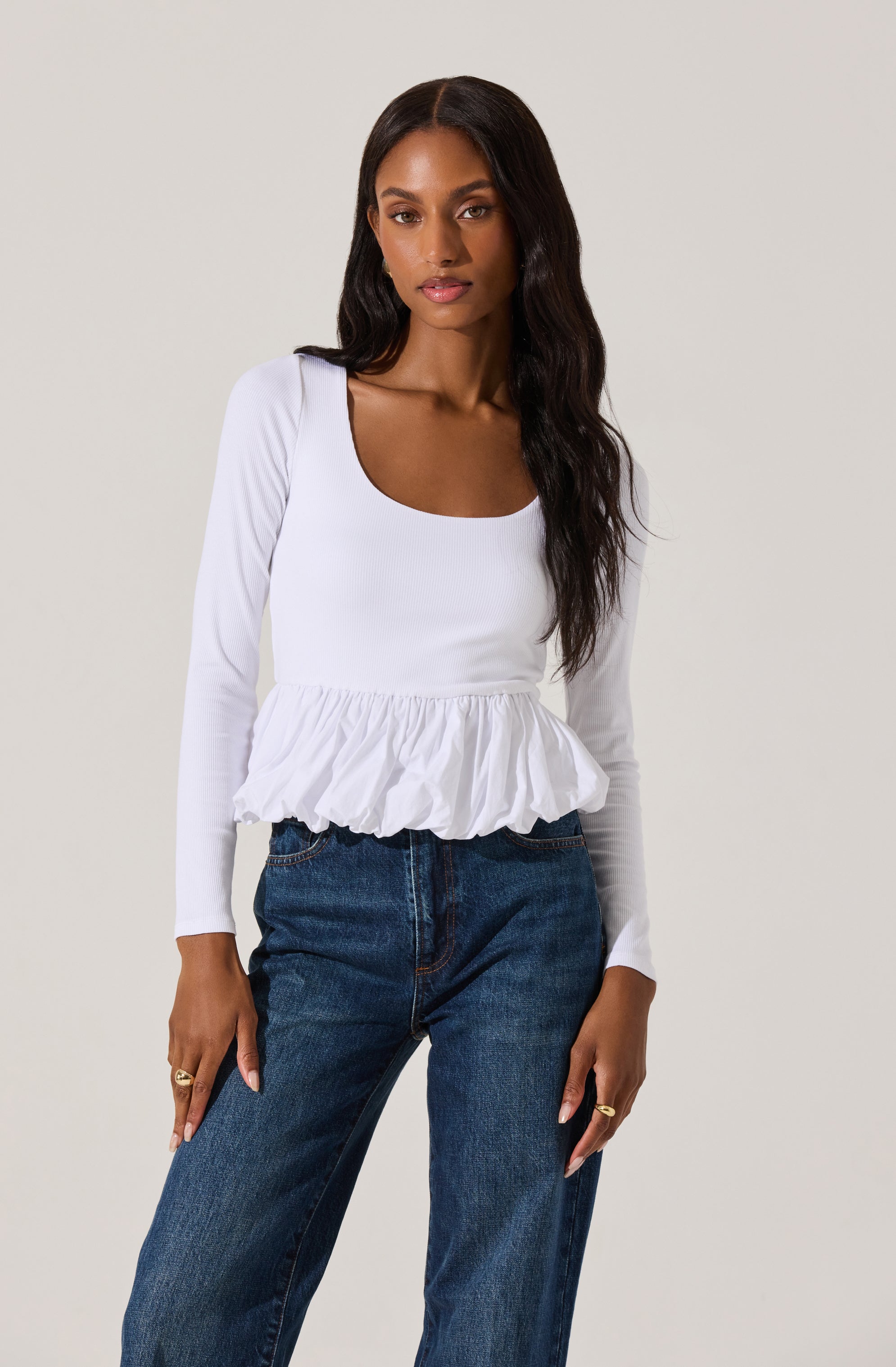 Bubble peplum top-Aljck