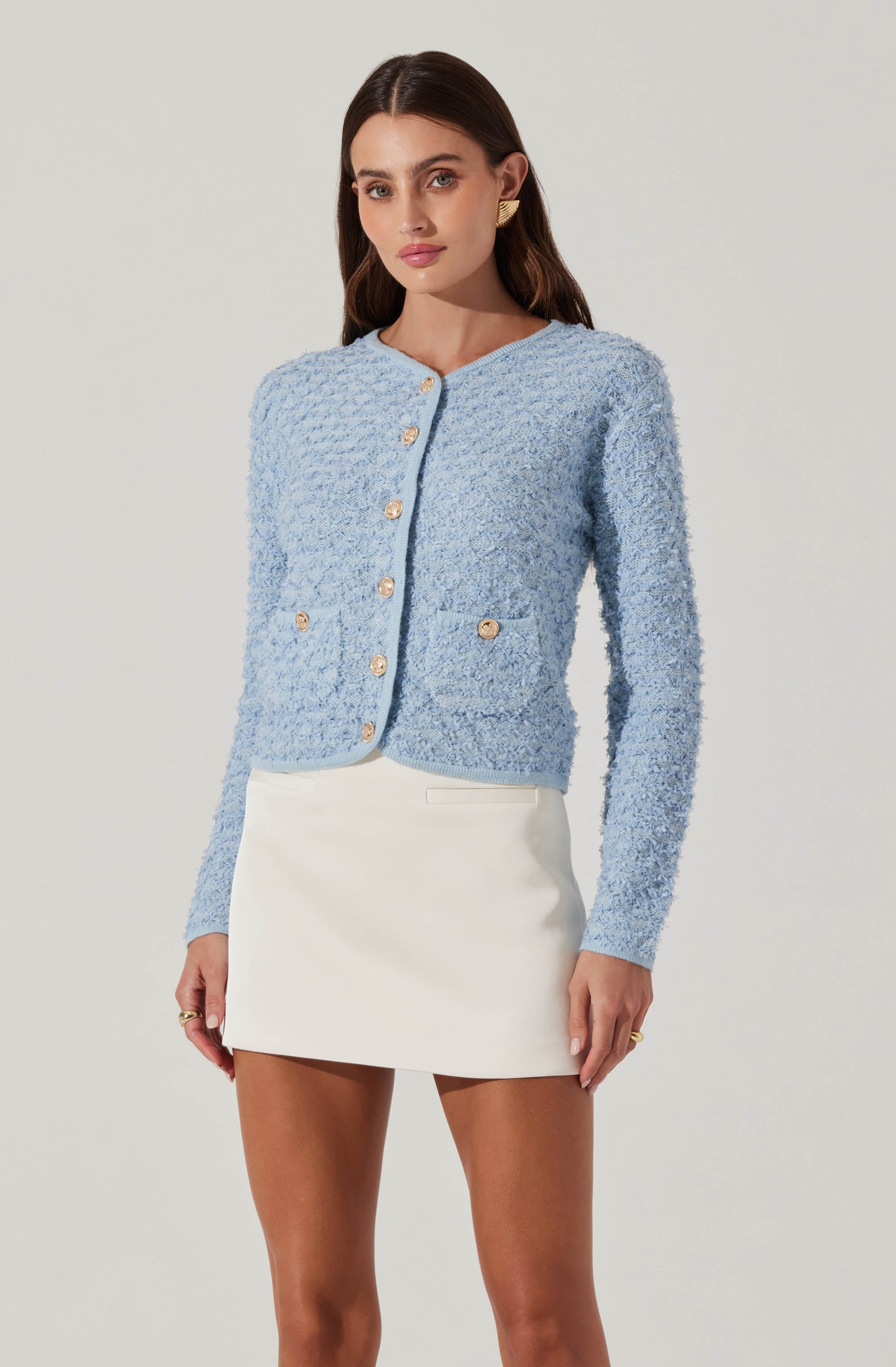 Textured stitch cardigan-Aljck