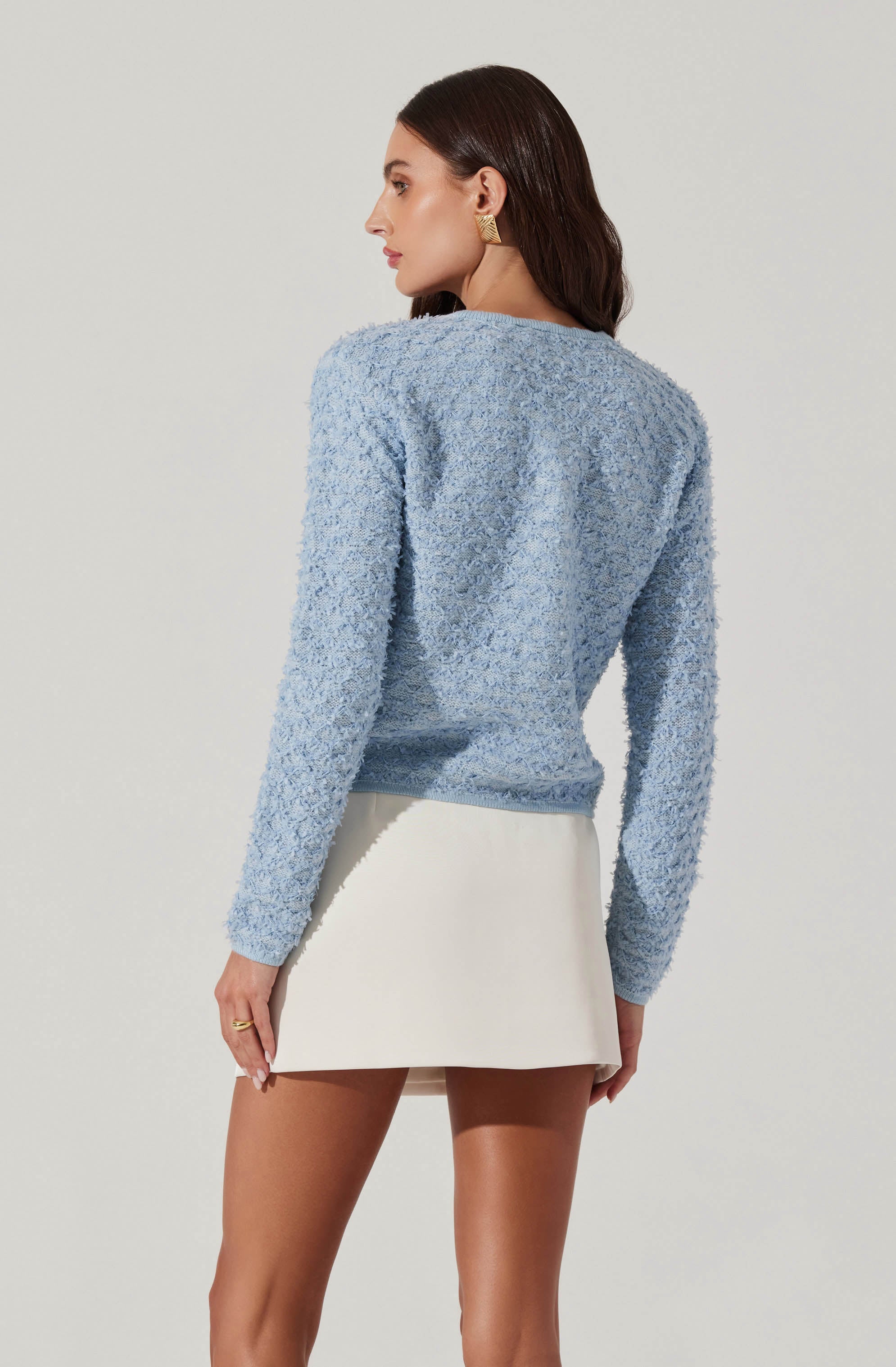 Textured stitch cardigan-Aljck