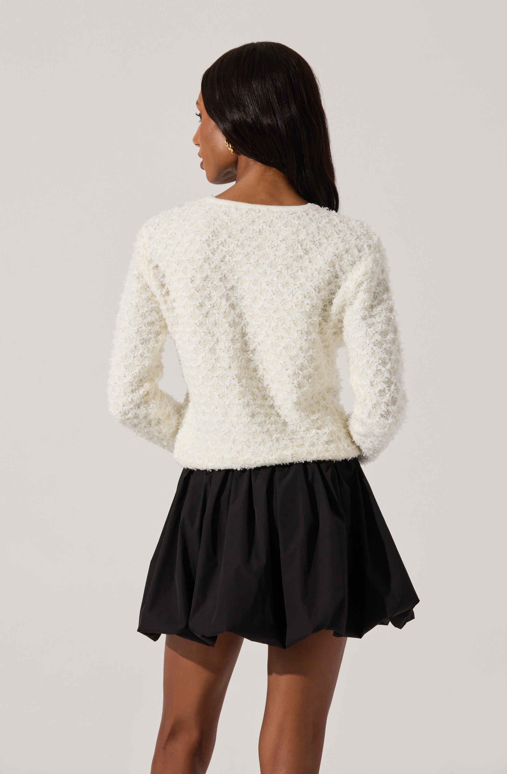 Textured stitch cardigan-Aljck