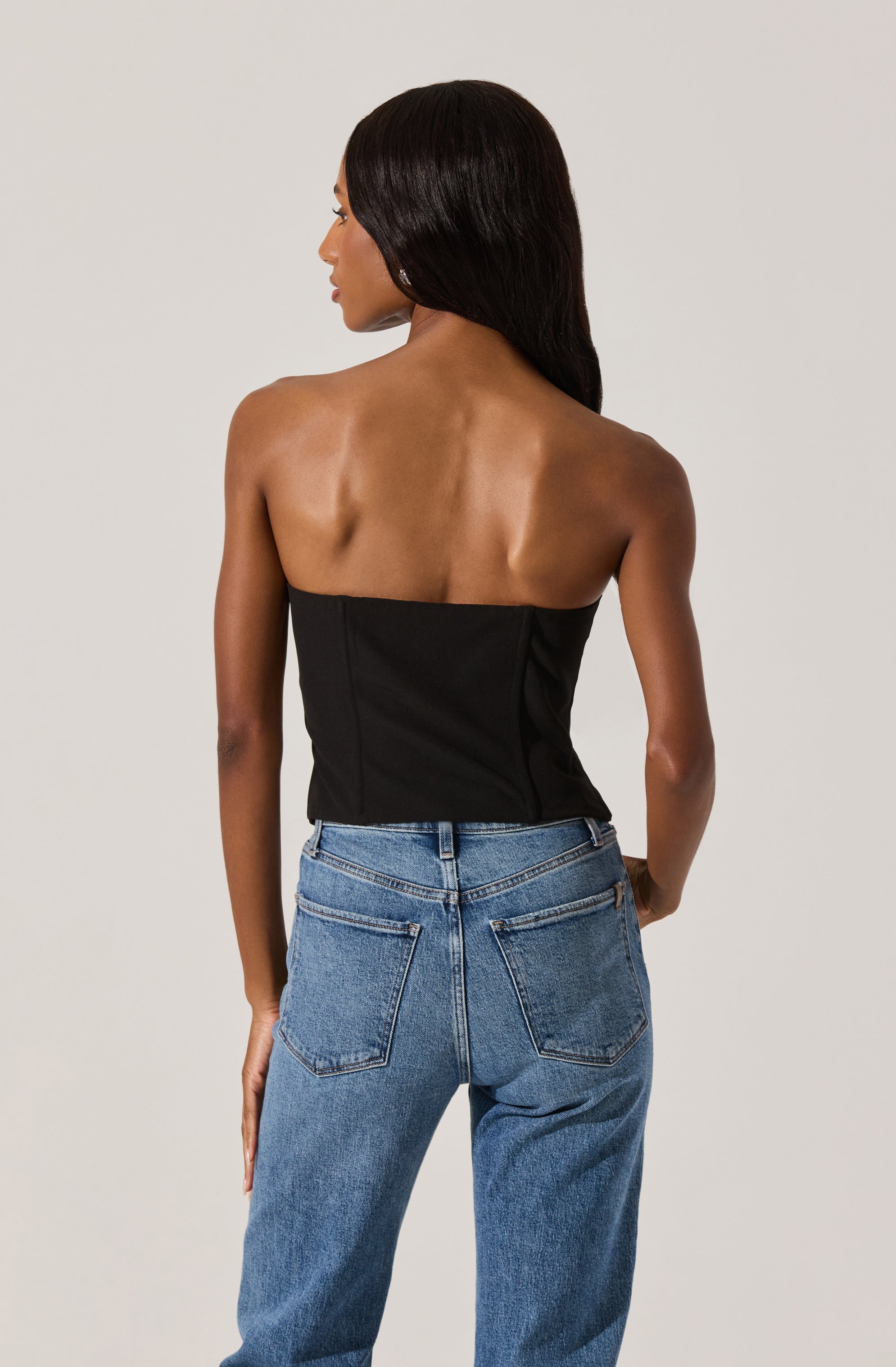 Strapless Bow Bustier Top-Aljck