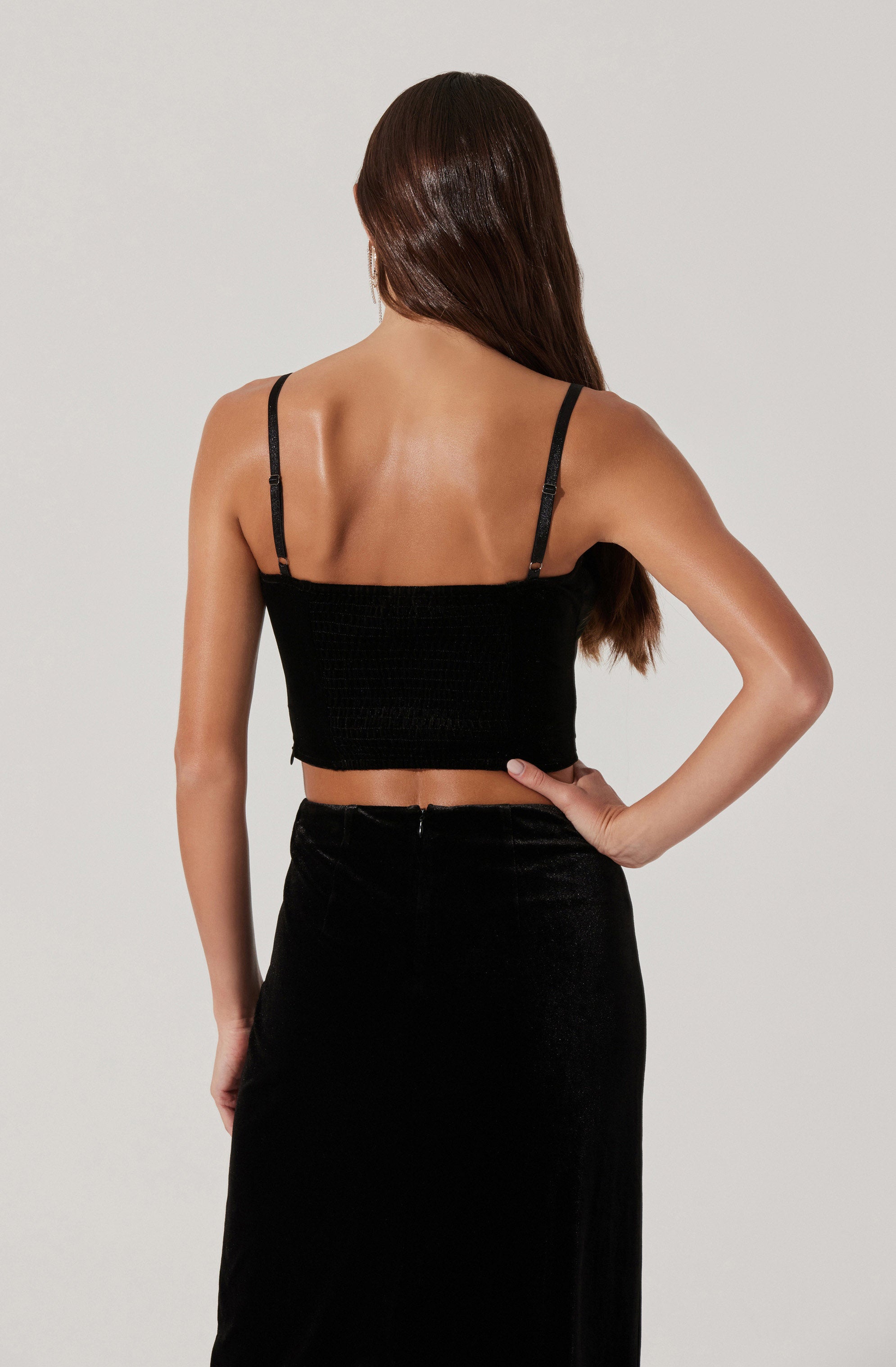 Velvet Bustier Crop Top-Aljck