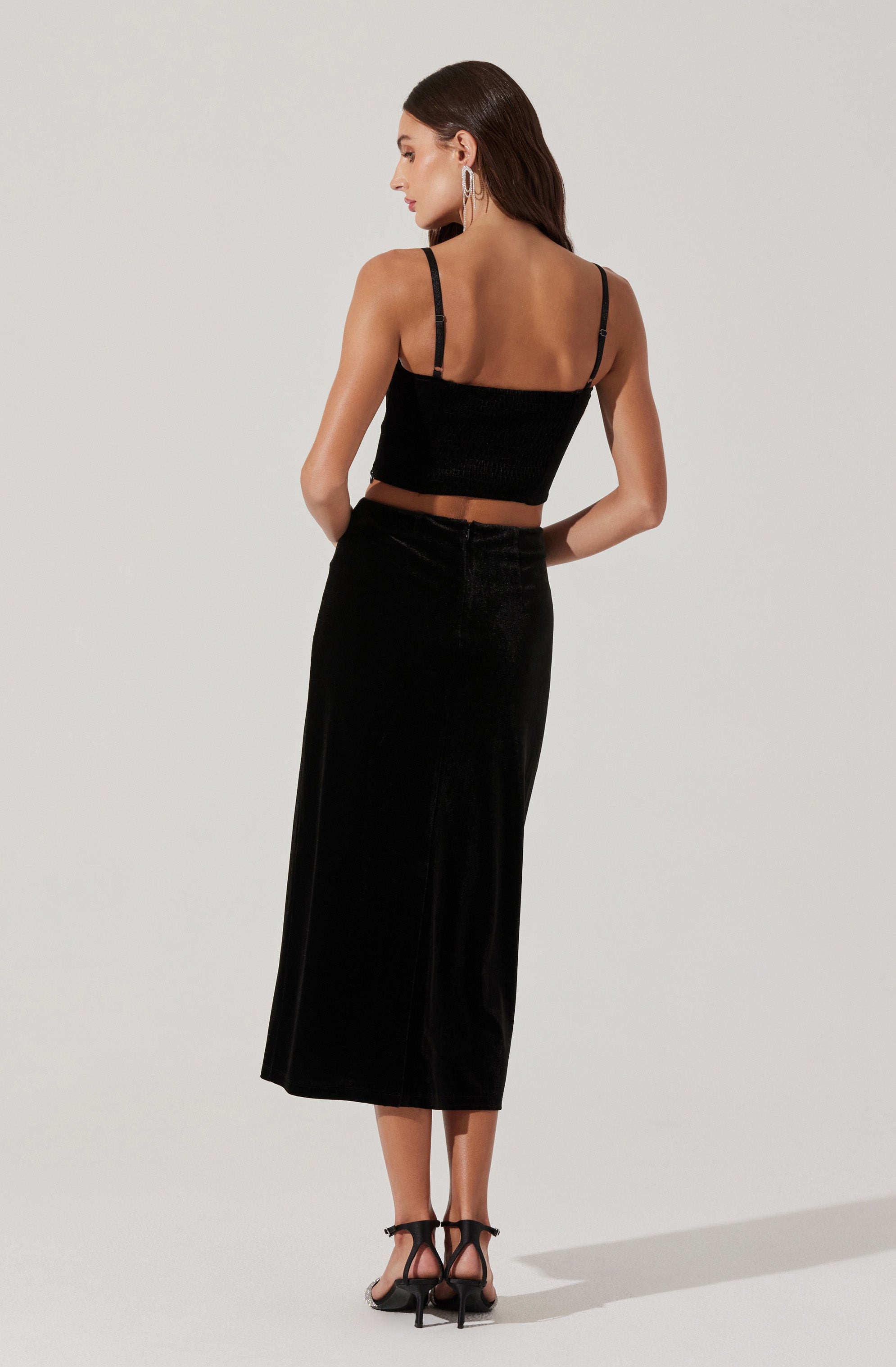 Velvet Bustier Crop Top-Aljck