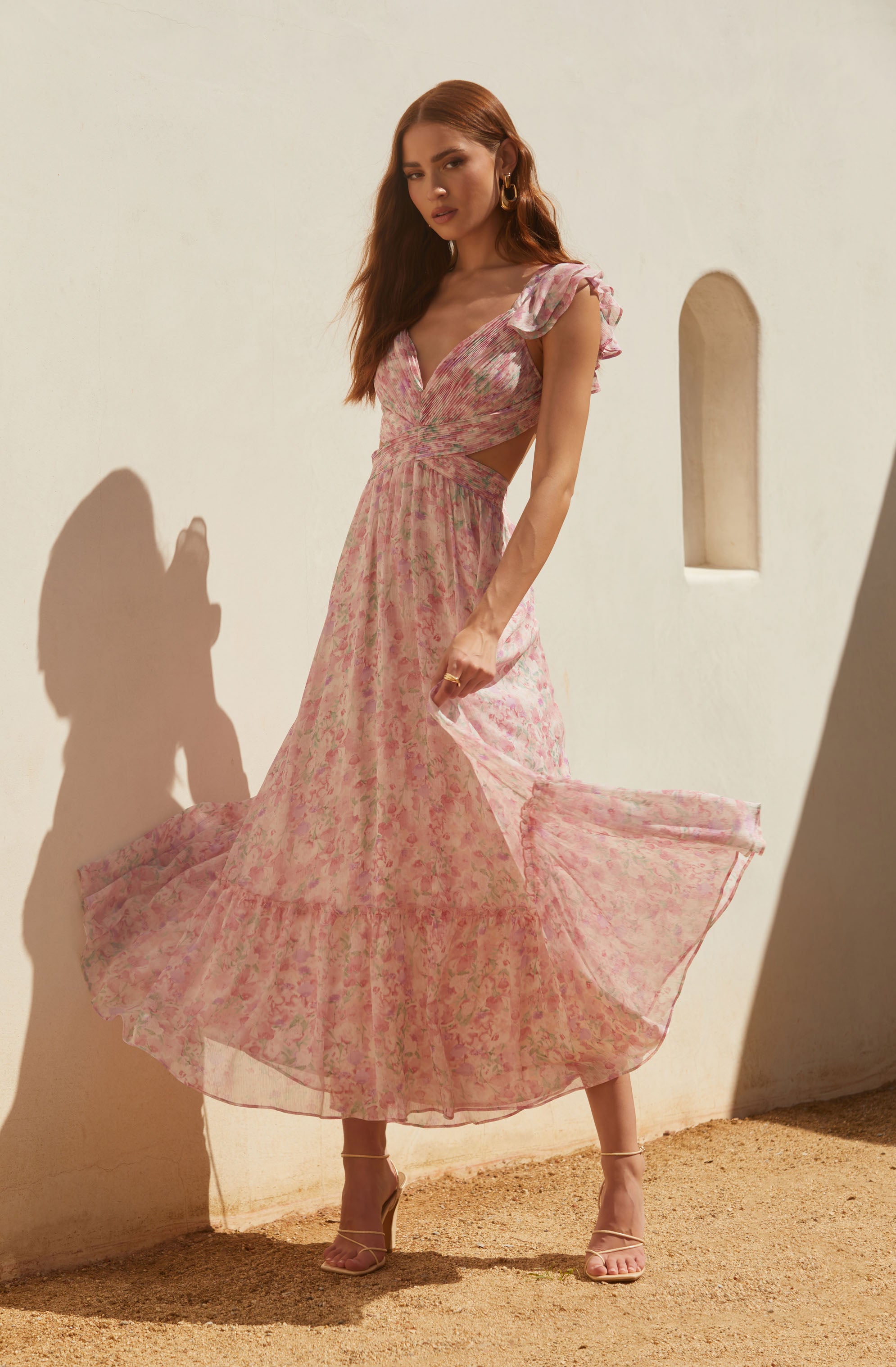 Primrose Floral Strappy Back Maxi Dress-Aljck