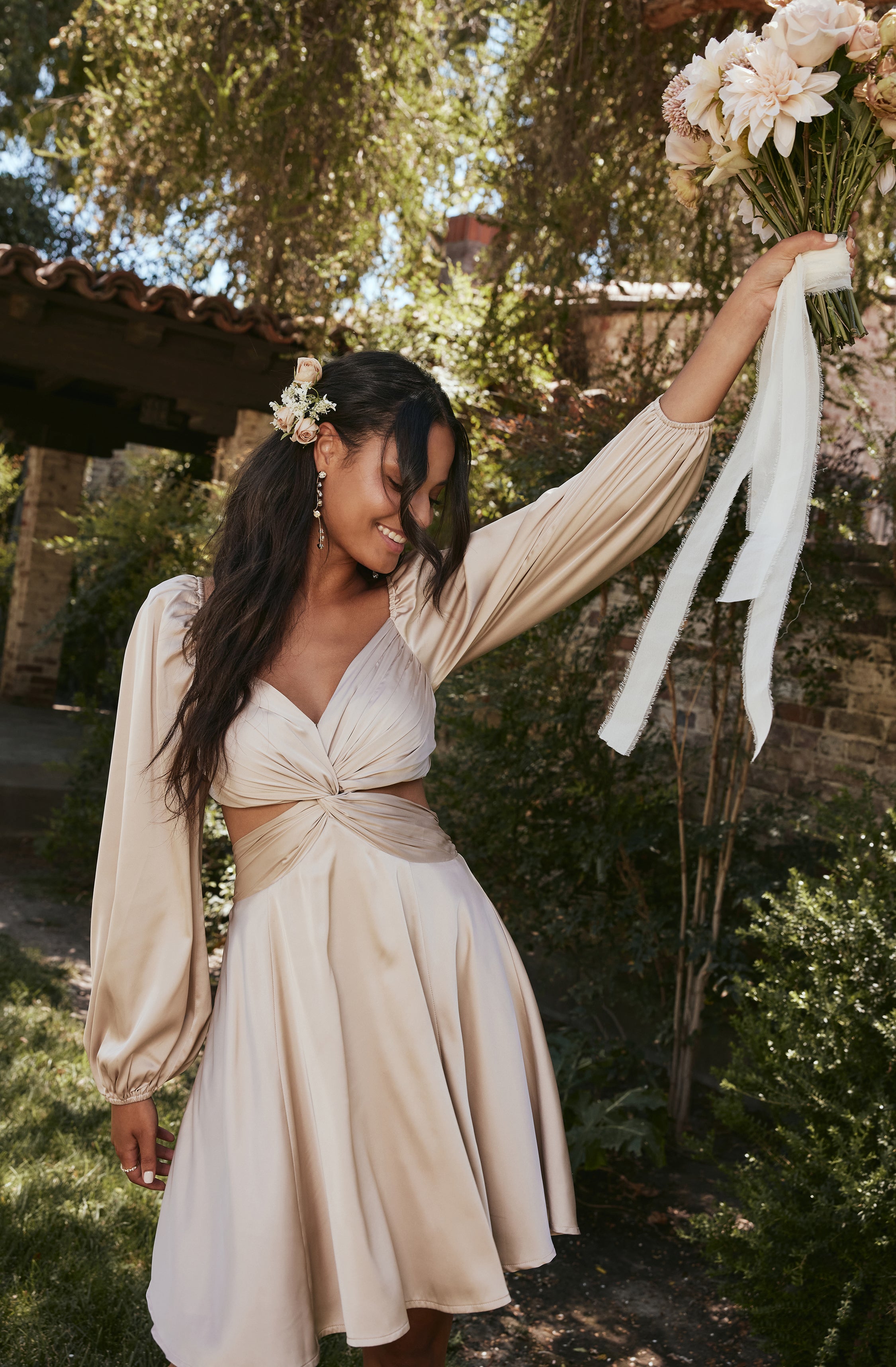 Anamaria Cutout Long Sleeve Mini Dress-Aljck