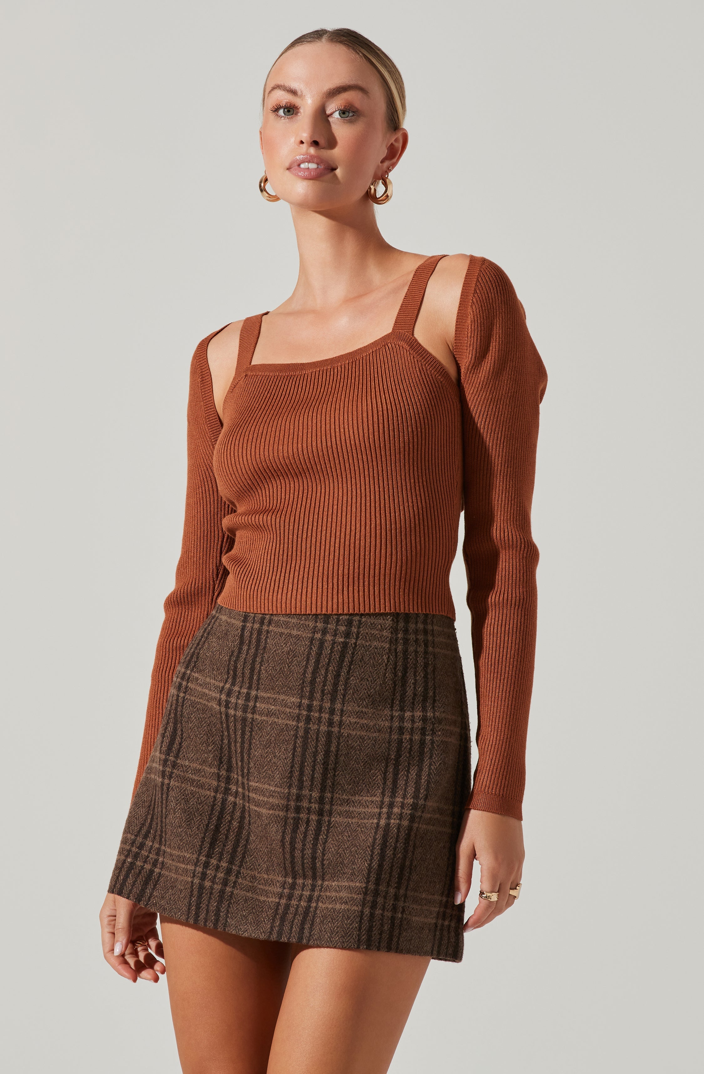 Long Sleeve Bolero Knit Top-Aljck