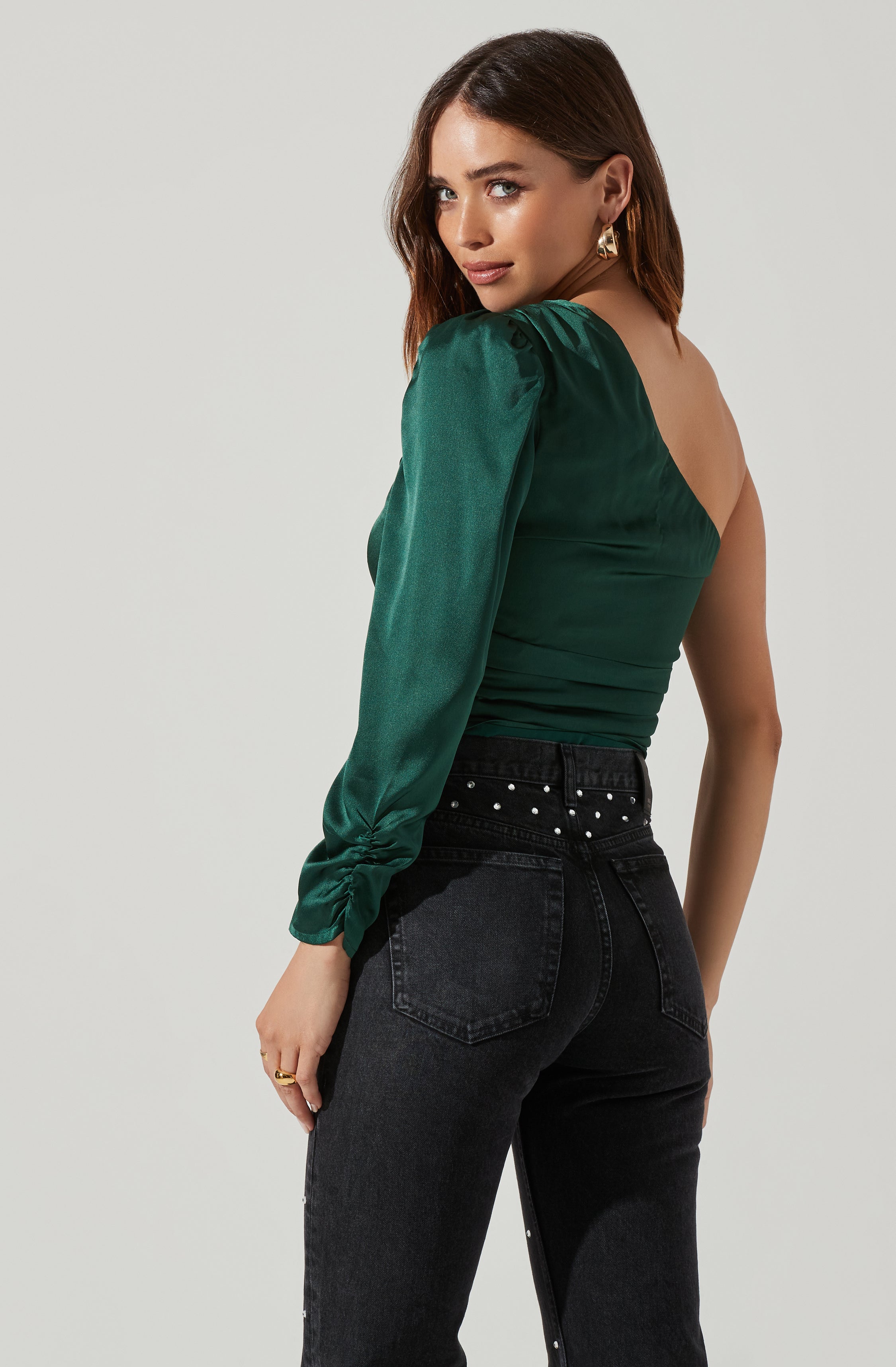 One Shoulder Twisted Bandeau Crop Top-Aljck