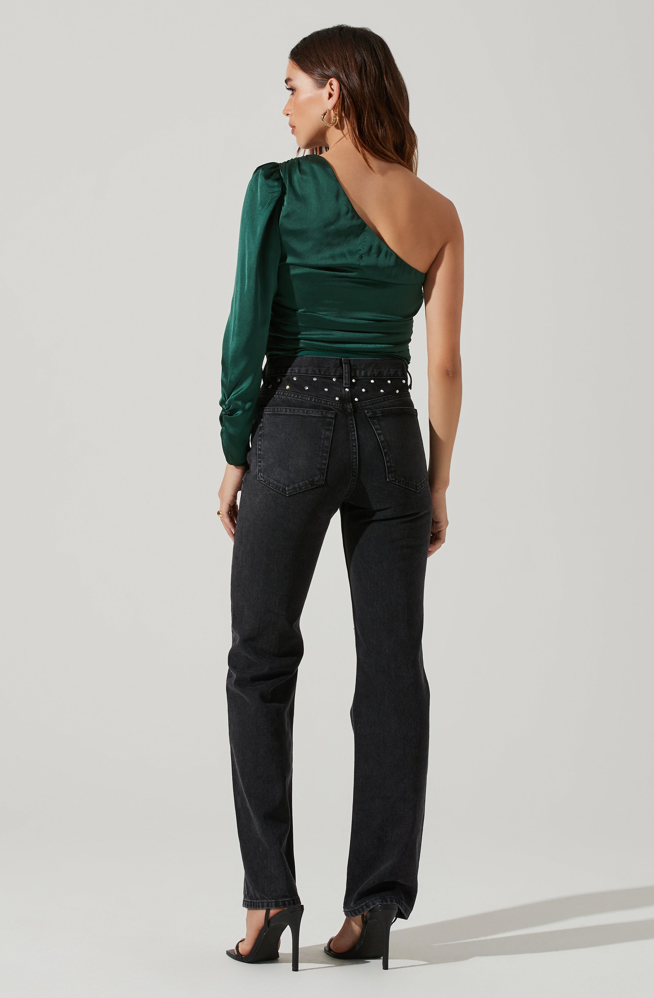 One Shoulder Twisted Bandeau Crop Top-Aljck