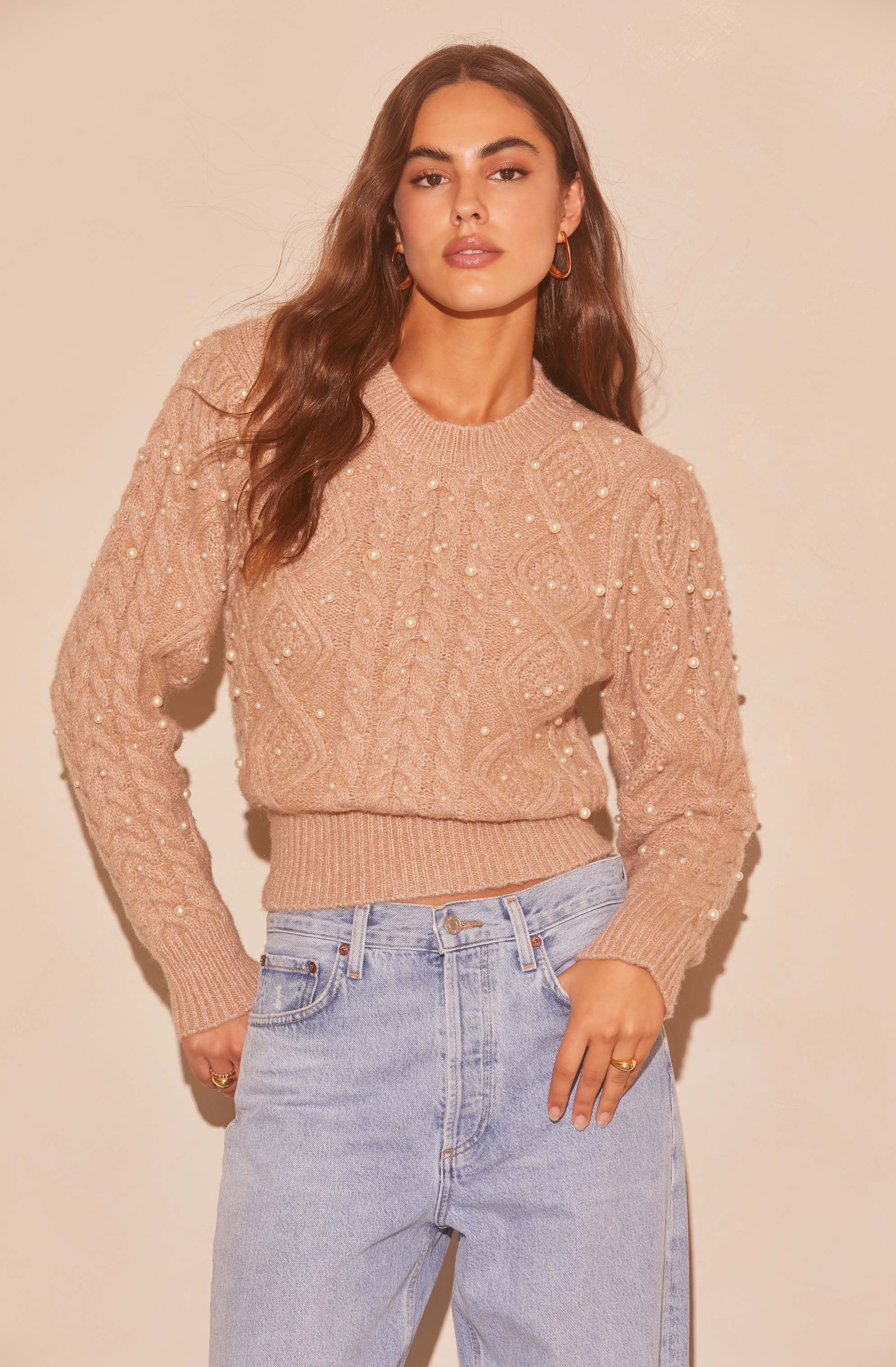 Pearl Embellished Sweater-Aljck