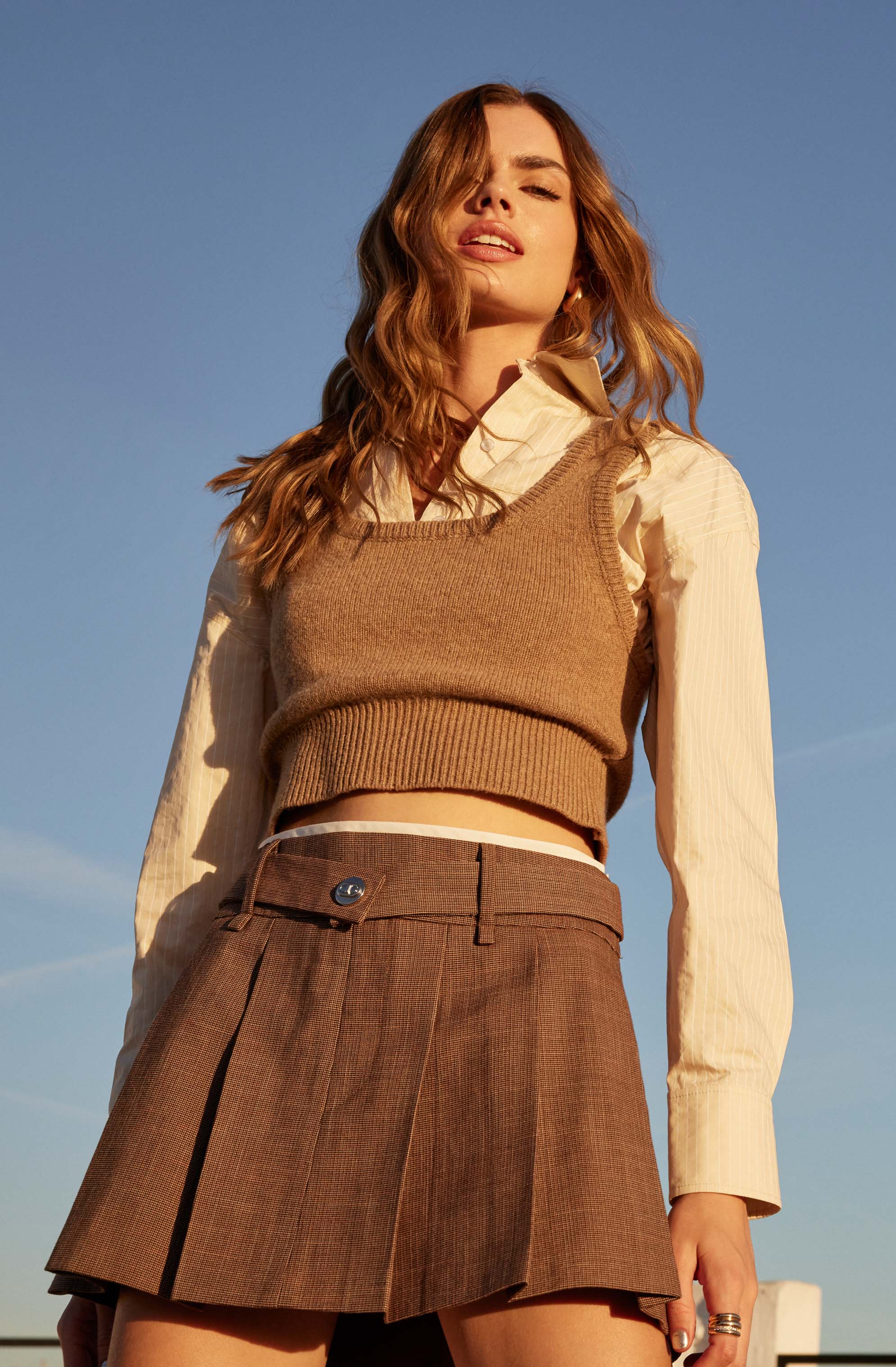 Guinevere Layered Sweater Vest Top-Aljck