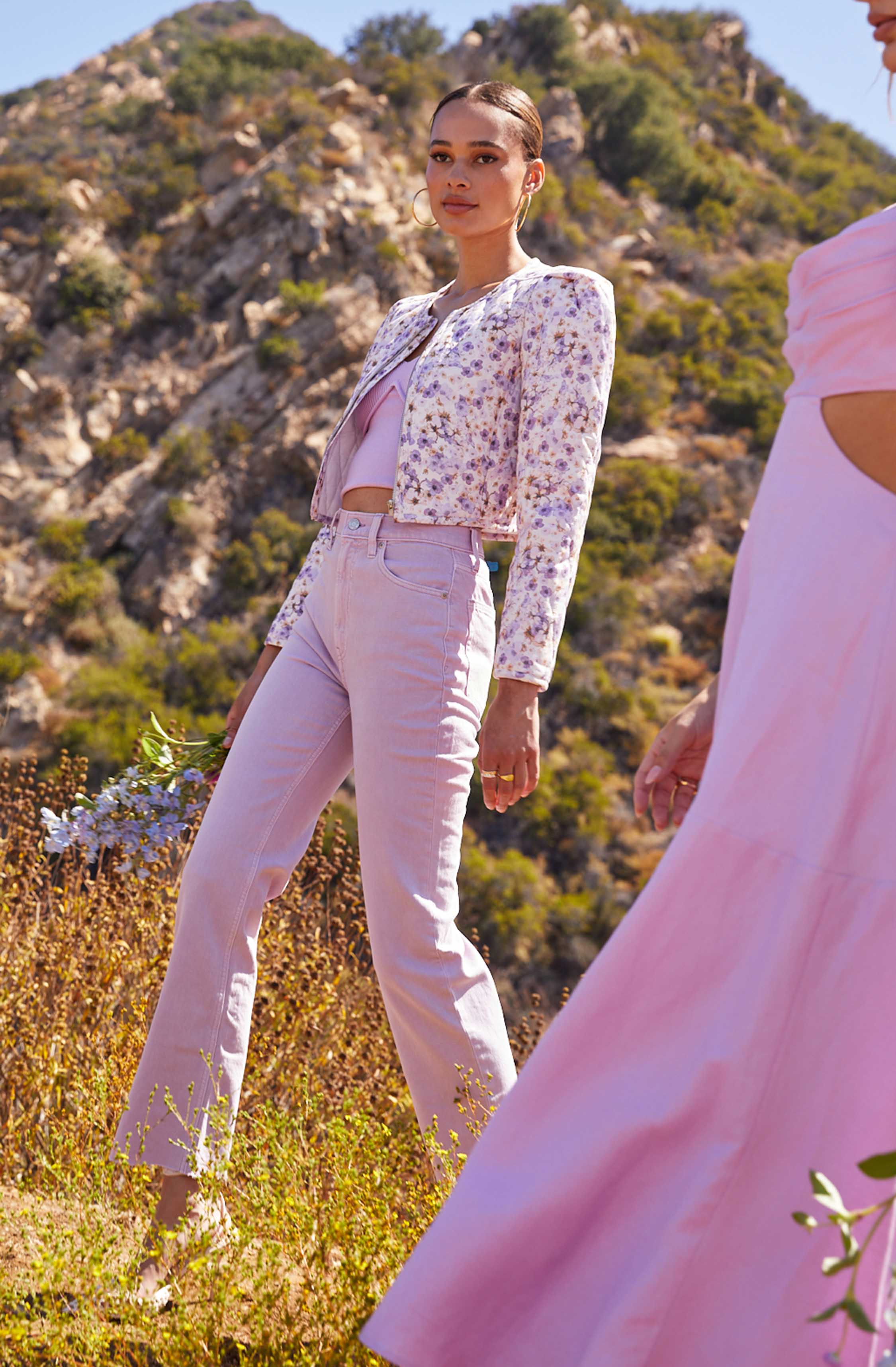 Brea Floral Quilted Cropped Puff Sleeve Jacket-Aljck