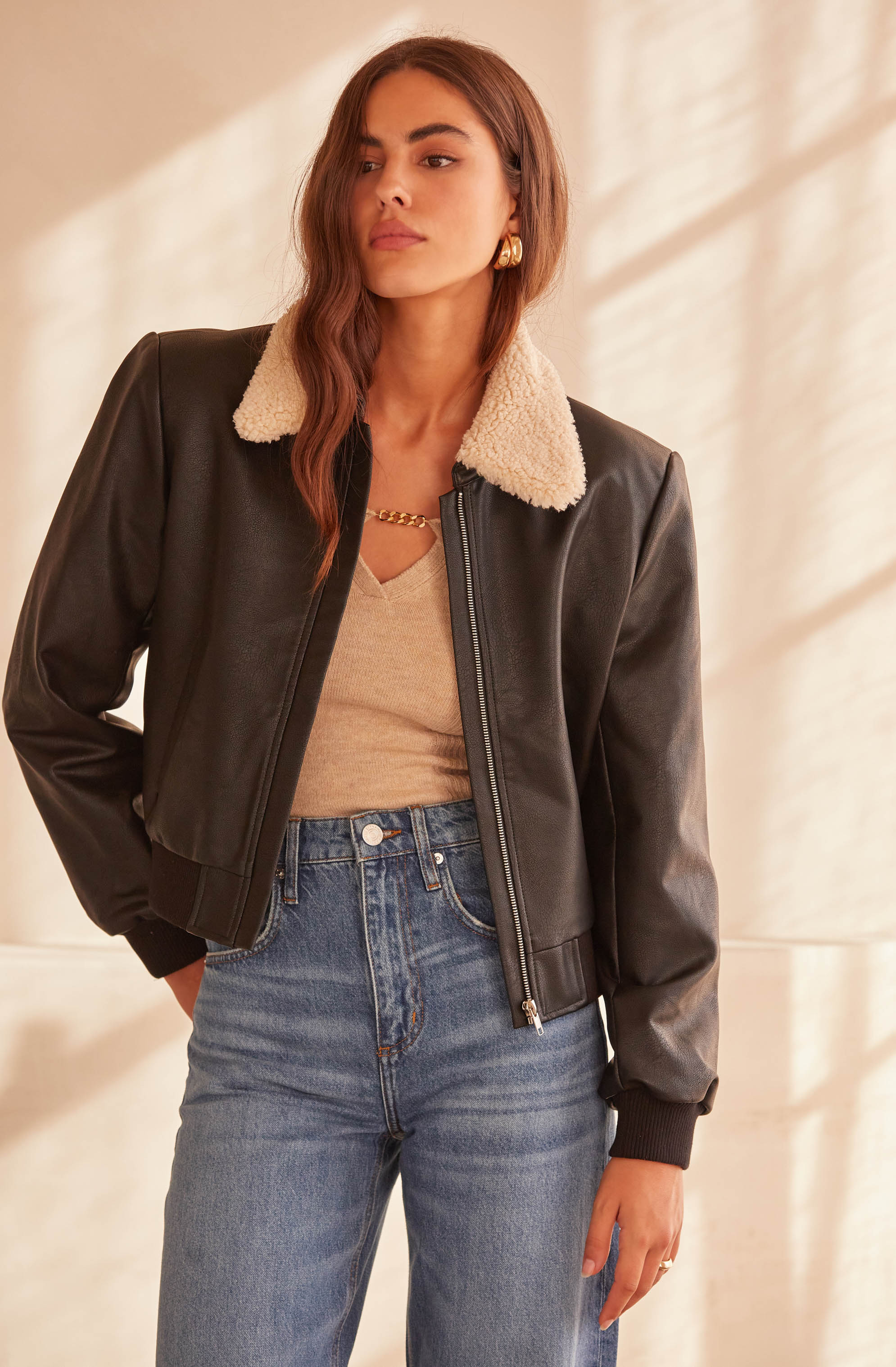 Trudy Faux Leather Jacket-Aljck