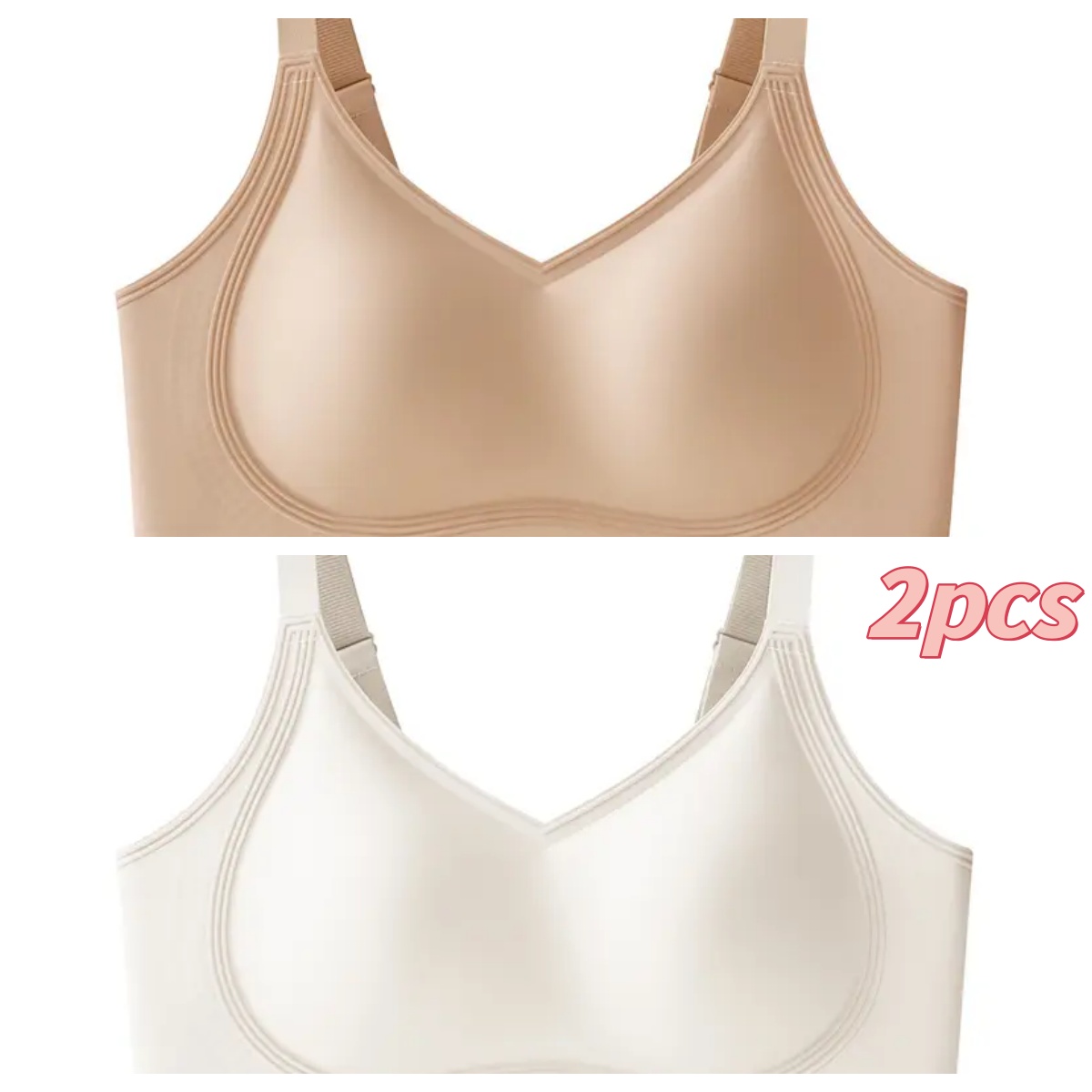 Women's Buttery-Soft Jelly Wireless Bra - Push-Up, Full Coverage, No-Poke Wire, Fleece Support, No-Squash Seamless T-Shirt Style, Adjustable Straps for Lift, Everyday Comfort, Sports Use