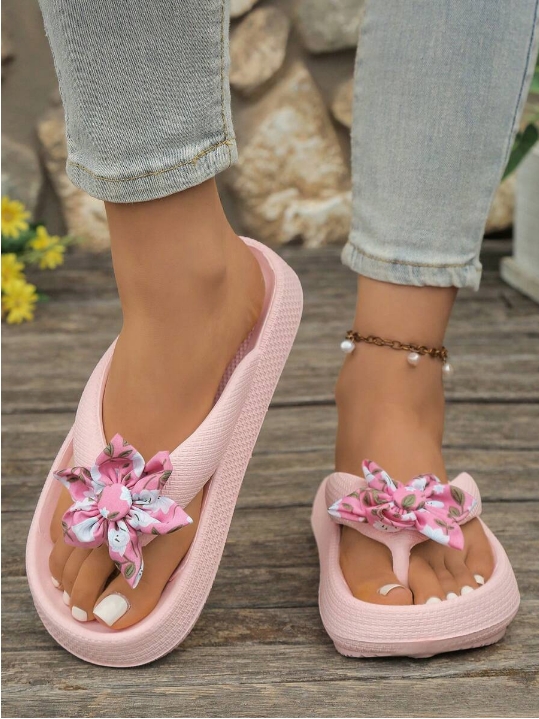 Summer Beach Vacation Sandals, Thick Sole Non-Slip Plastic Slippers, Minimalist Casual Flip Flops, DIY White Floral Decor Slides, Mother's Day Gift