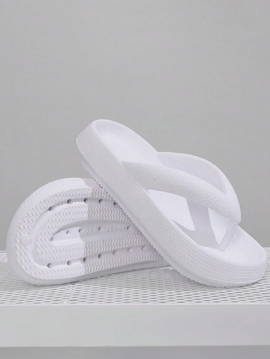 Summer Beach Vacation Sandals, Thick Sole Non-Slip Plastic Slippers, Minimalist Casual Flip Flops, DIY White Floral Decor Slides, Mother's Day Gift