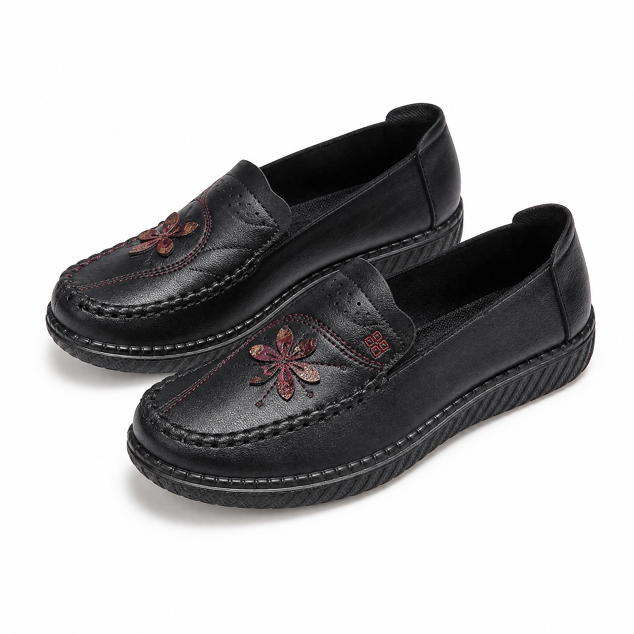 🔥Last Day 60% OFF Women's PU Leather Slip-On Loafers, Soft Sole Anti-Slip Breathable Shoes for Middle-Aged Women, Casual Footwear for Spring and Fall