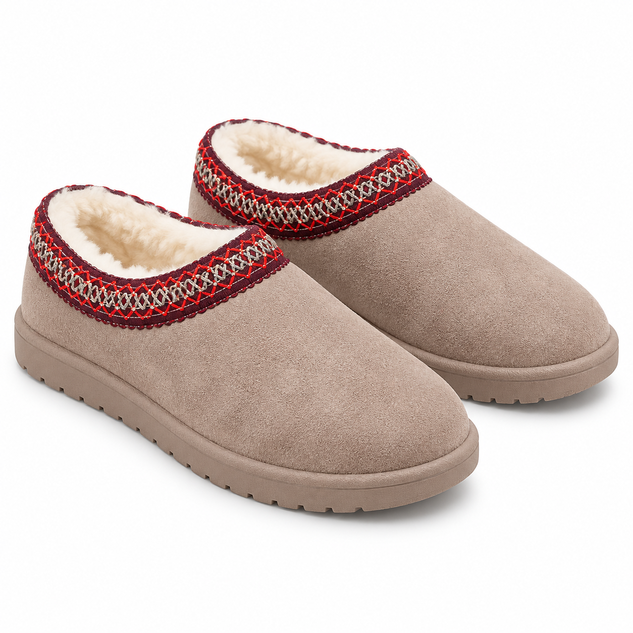 Women's Slipper Slip On For Women Suede Leather Indoor/Outdoor Comfy Fleece Lined Short Mini Snow Boot Slippers House Shoes Breathable Nonslip