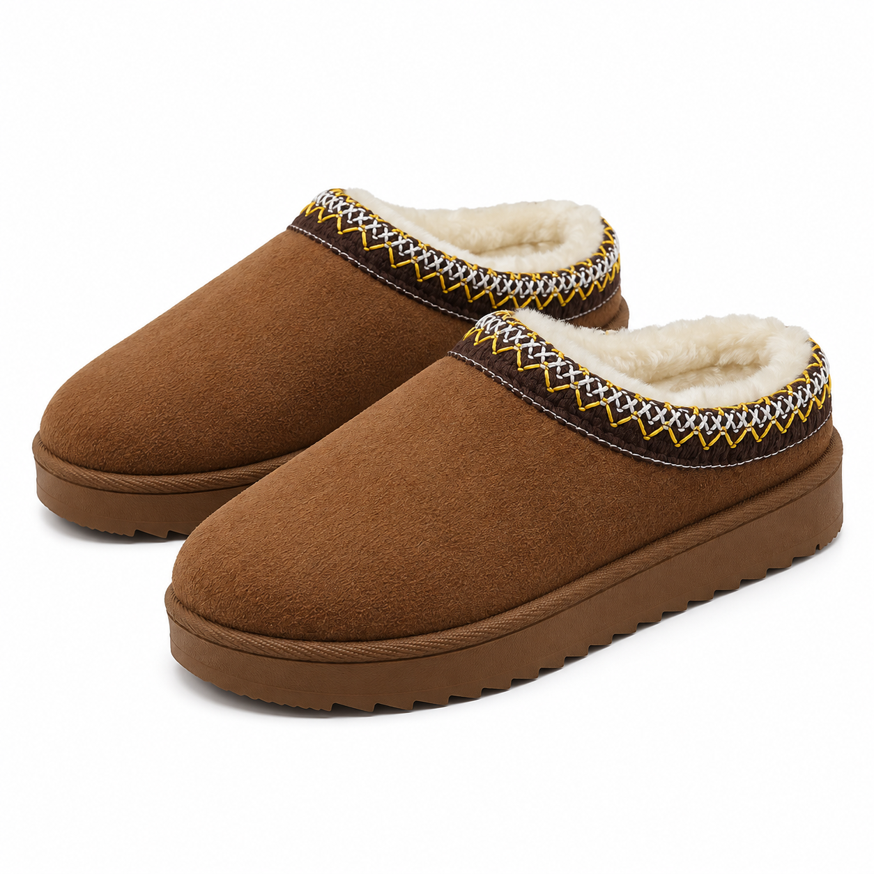Women's Slipper Slip On For Women Suede Leather Indoor/Outdoor Comfy Fleece Lined Short Mini Snow Boot Slippers House Shoes Breathable Nonslip