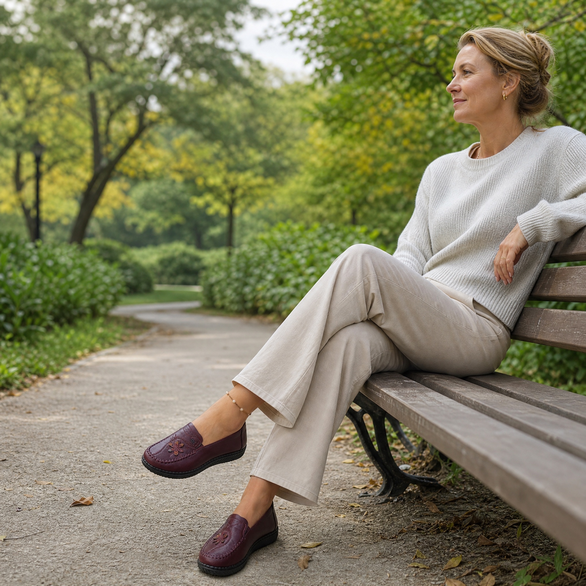🔥Last Day 60% OFF Women's PU Leather Slip-On Loafers, Soft Sole Anti-Slip Breathable Shoes for Middle-Aged Women, Casual Footwear for Spring and Fall