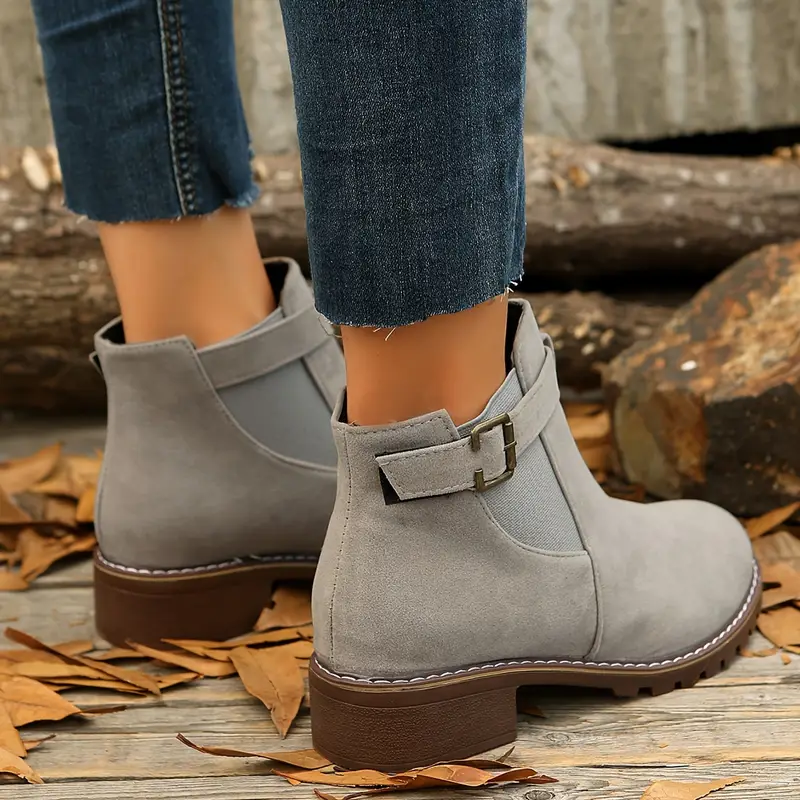  Slip-On Casual Orthopedic Low Heel Fabric Ankle Boots