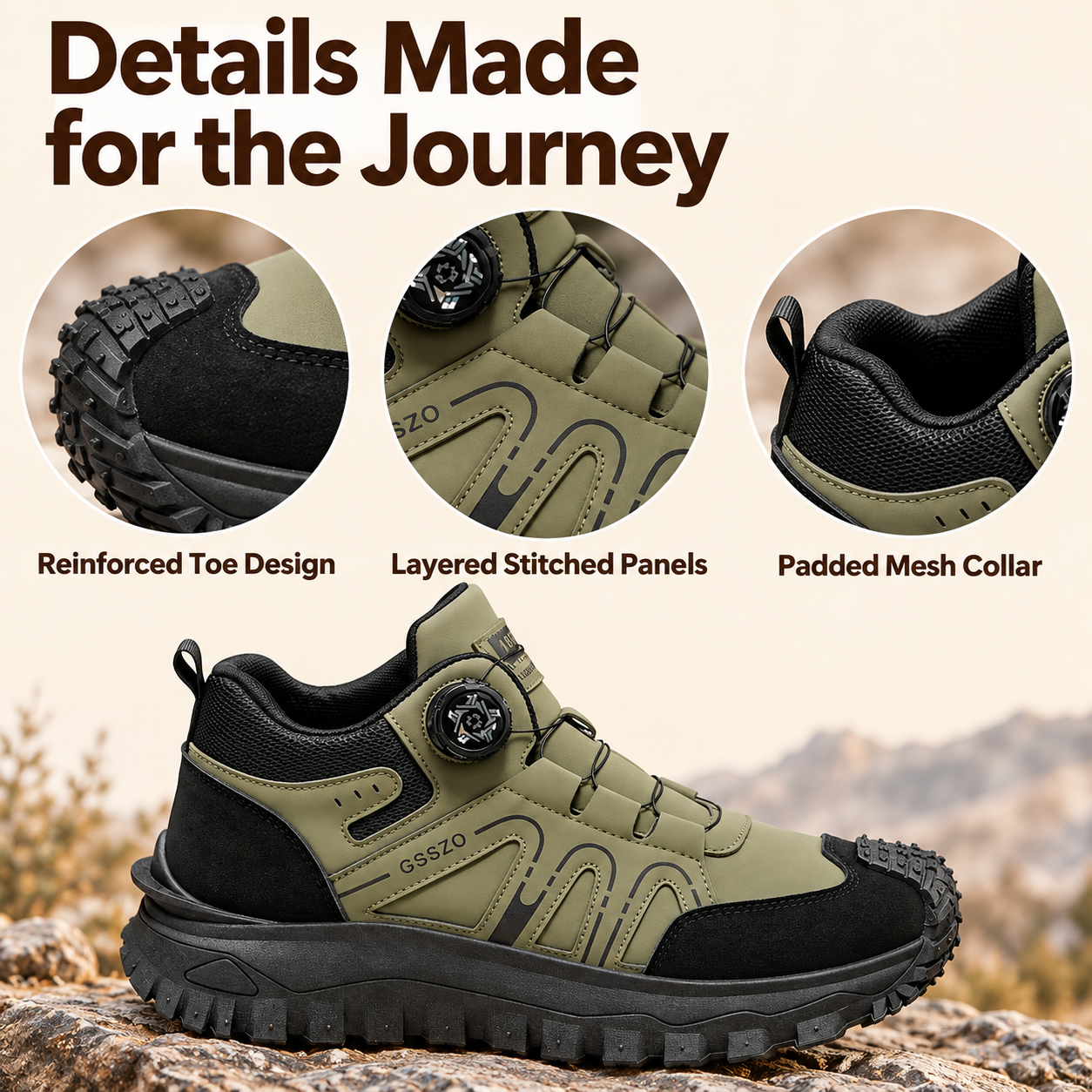 Men's Fashion New Outdoor Hiking Shoes, Good Grip, Breathable and Comfortable, Non-slip and Wear-resistant