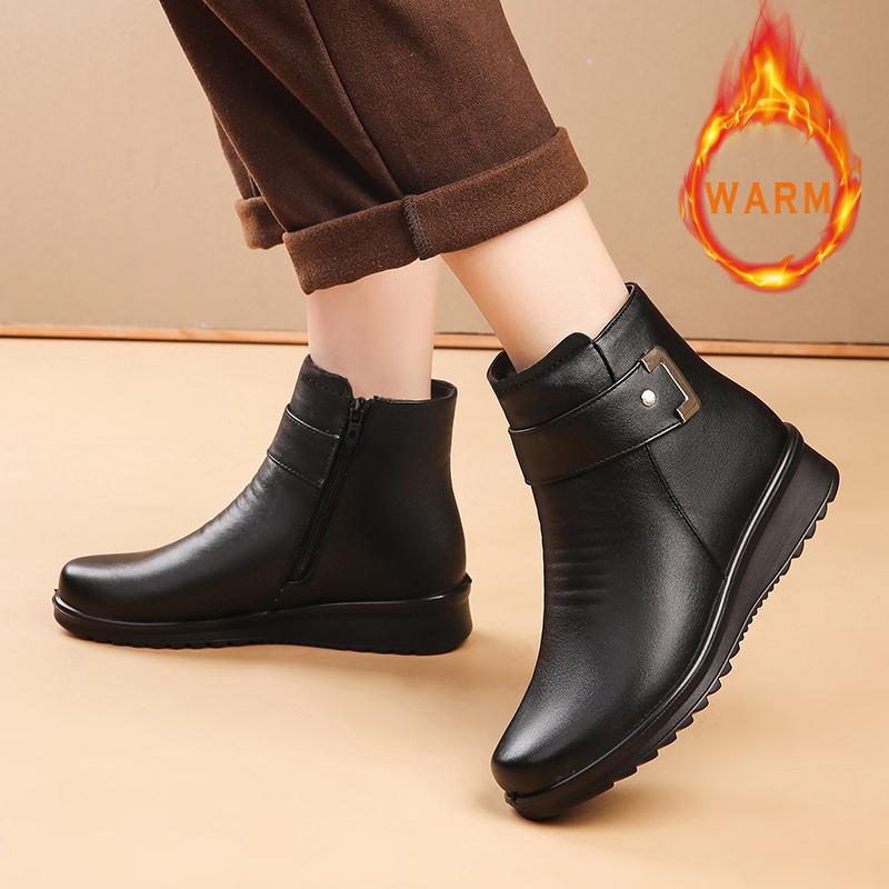Women's Winter Snow Boots Round Toe Zip-Up Casual Orthopedic Boots 