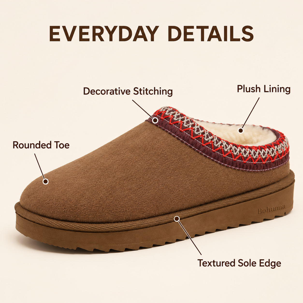 Women's Slipper Slip On For Women Suede Leather Indoor/Outdoor Comfy Fleece Lined Short Mini Snow Boot Slippers House Shoes Breathable Nonslip