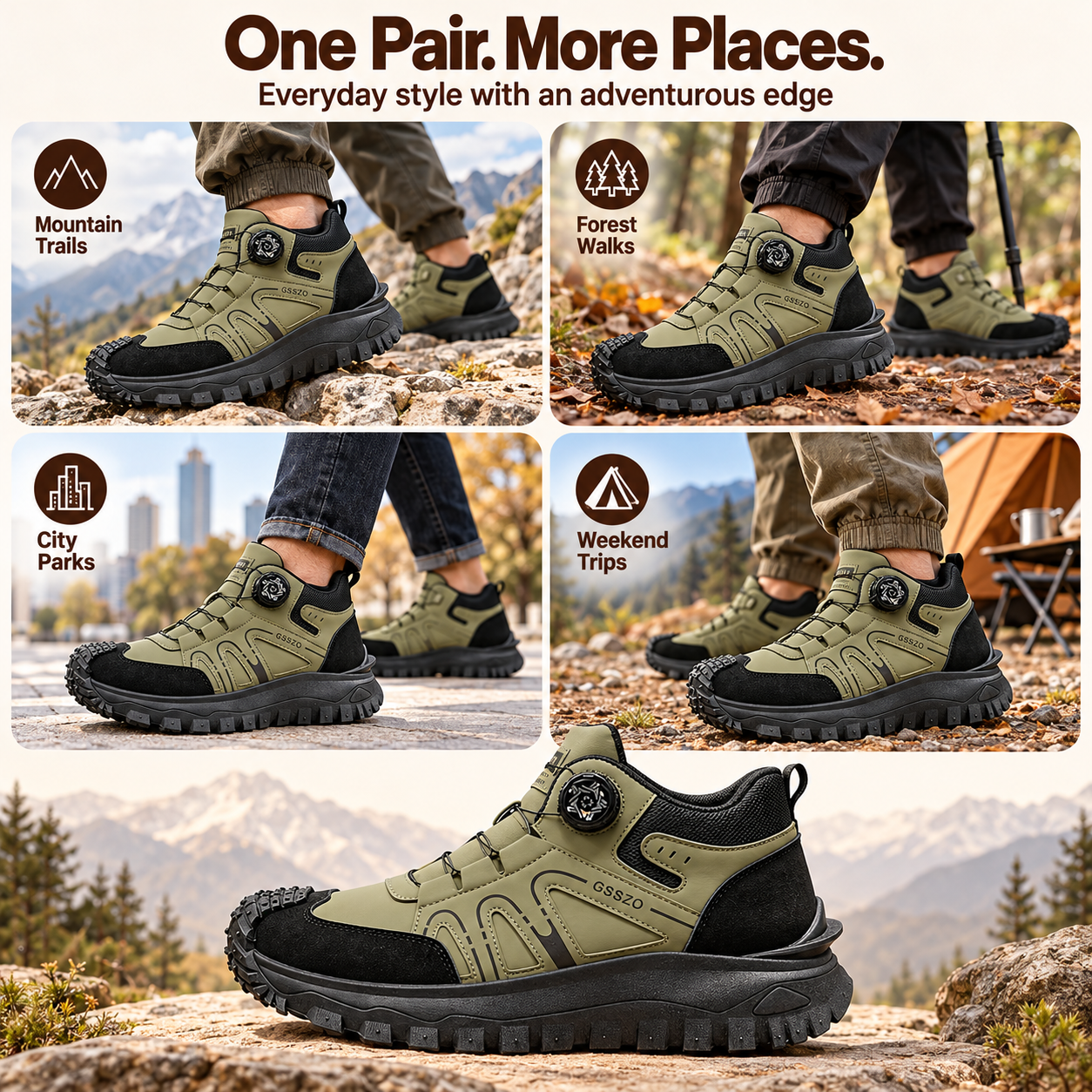 Men's Fashion New Outdoor Hiking Shoes, Good Grip, Breathable and Comfortable, Non-slip and Wear-resistant