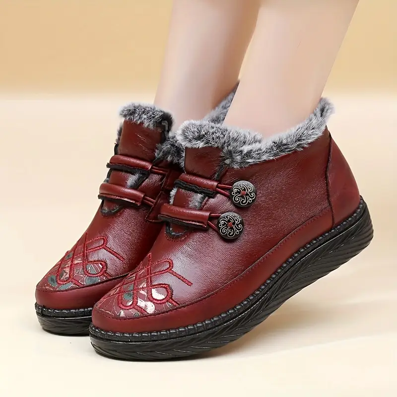 Thick 's Ankle Boots with Furry Collar Design Warm Orthopedic Fashion Boots