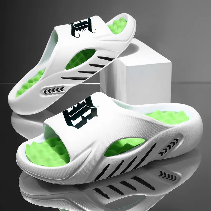 Men's Cloud Slides - Thick-Sole, Non-Slip, Cushioned Sporty Slippers, Summer Indoor-Outdoor Beach Walking Shoes 