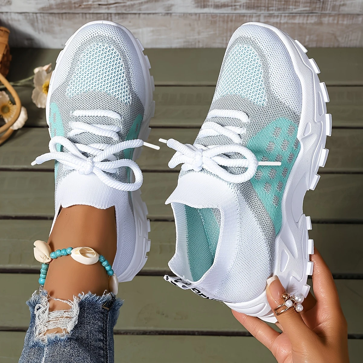 Women's Rose Quartz Knit Athletic Sneakers - Cloud-Like Cushioned Gym Shoes with Arch Support, Non-Slip Lightweight Design for Running Walking Daily Use