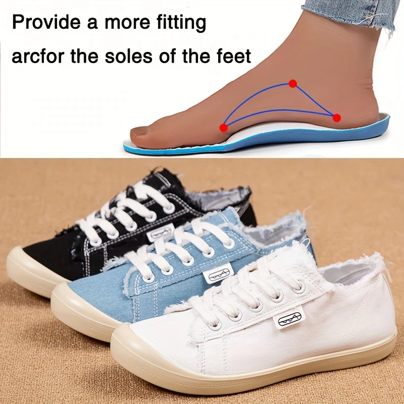 Women'S Casual Striped Canvas orthopedic Shoes - Breathable Flat Sneakers with Round Toe, Fabric Upper/Inner, Durable PU Sole