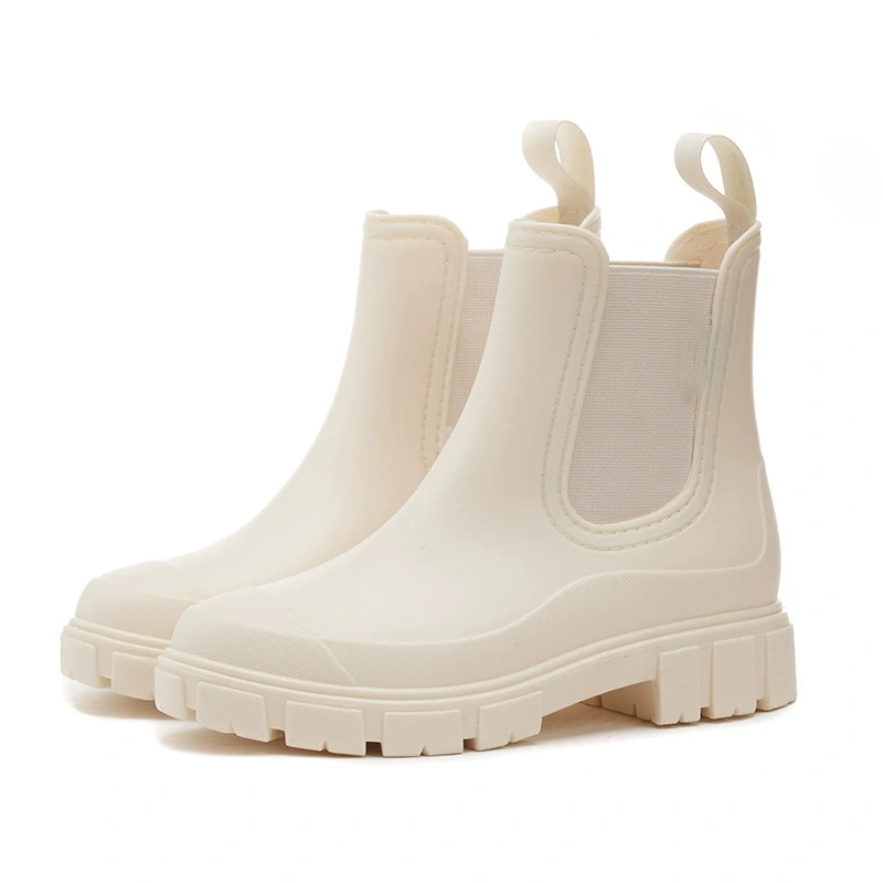 Women's Solid Color Waterproof Rain Boots, 2025 New Style Fashionable Round Toe Boots for Outdoor Wear, Non-slip Rain Boots for Women & Girls