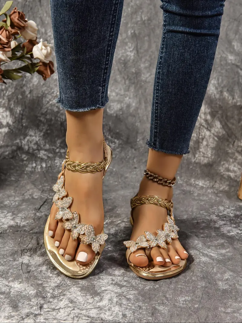 Women's Fashionable Butterfly Decorated Slide  Casual Comfortable Flat Sandals