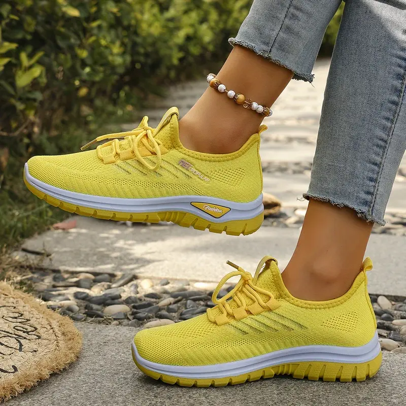 Women's Breathable Casual Running Shoes - Lightweight Spring and Summer Lace-Up Sneakers