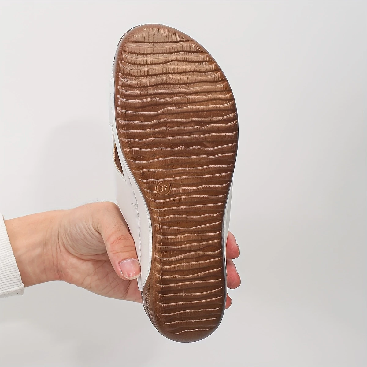 Women's Summer Sandals - White High Heel Platform Sandals with Golden Square Buckle, Slip-On Open-Toe Design, Thick Comfort Sole & Synthetic Cover for Casual & Formal Outfits