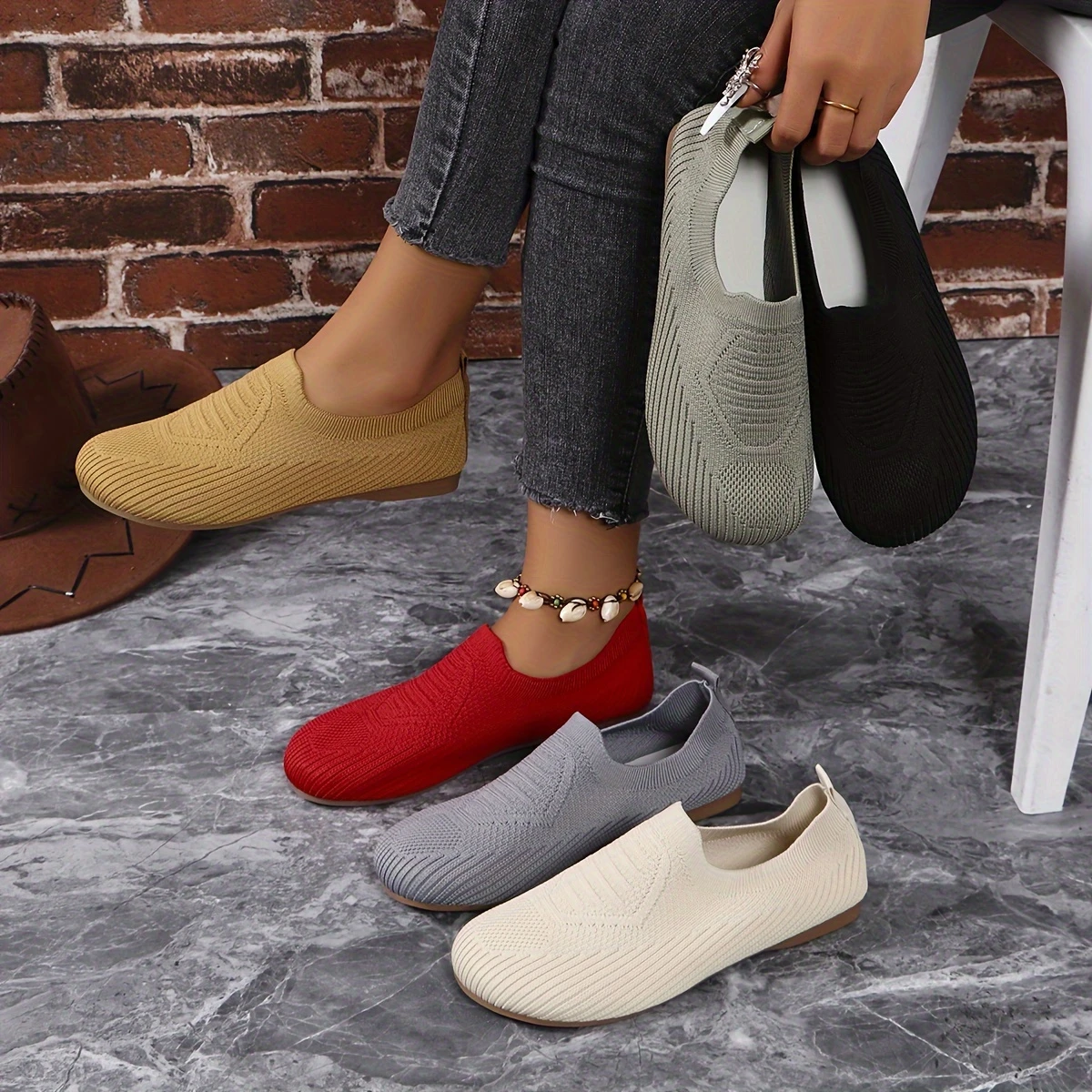 Breathe Easy, Walk Easy: Women's Slip-On Knit Mary Jane Flats - All-Season Comfort Shoes (Lightweight, Hand Washable, Soft Sole)