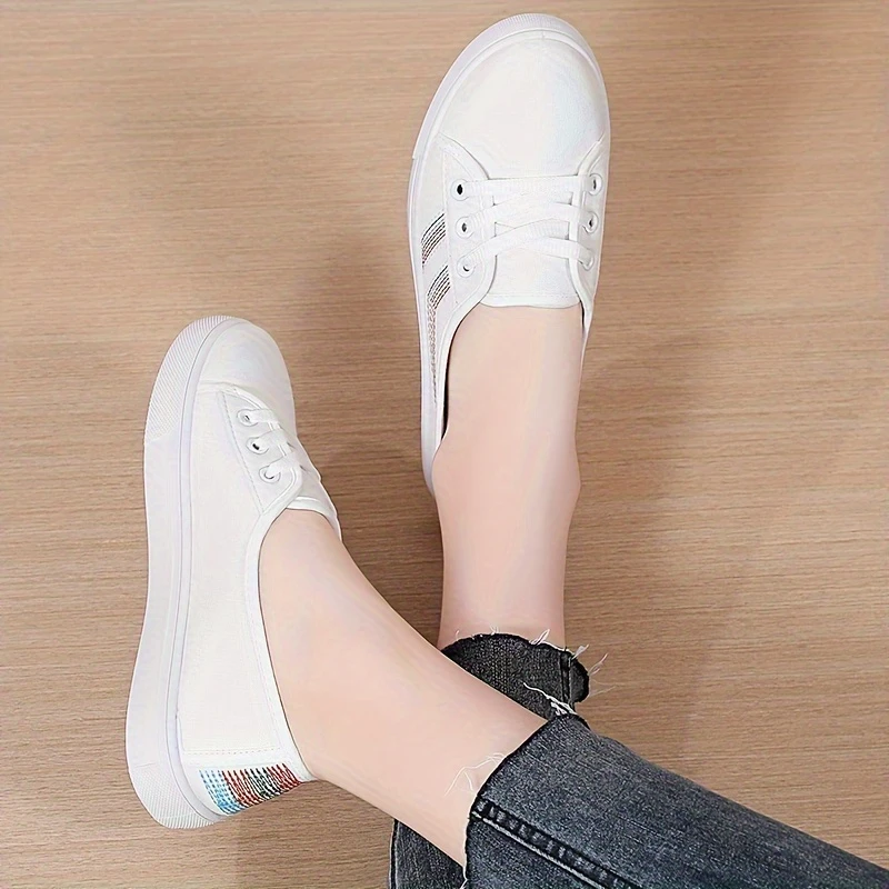 Women'S Flat Fabric orthopedic Shoes, Stylish And Simple Casual Sneakers, Versatile White ShoesEasy to Slip On. 